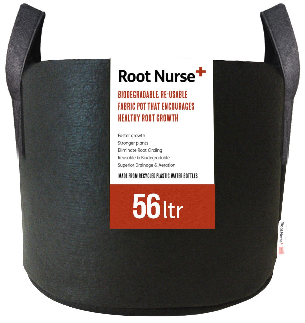 Root Nurse 4 X Fabric Pot Breathable Pots Hydroponics Container Grow Bag Plant Litre (4 X 56Ltr)