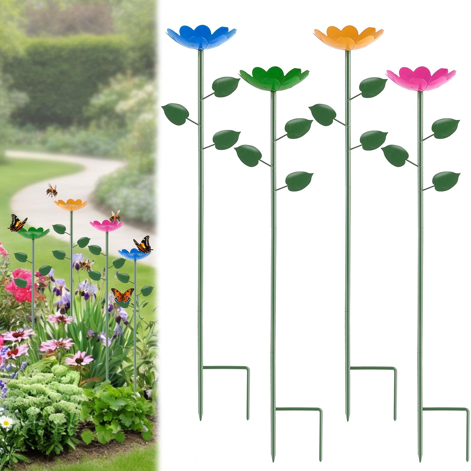 Bee Watering Station with Larger Capacity, 4 Pack Colorful Bee Water Feeder
