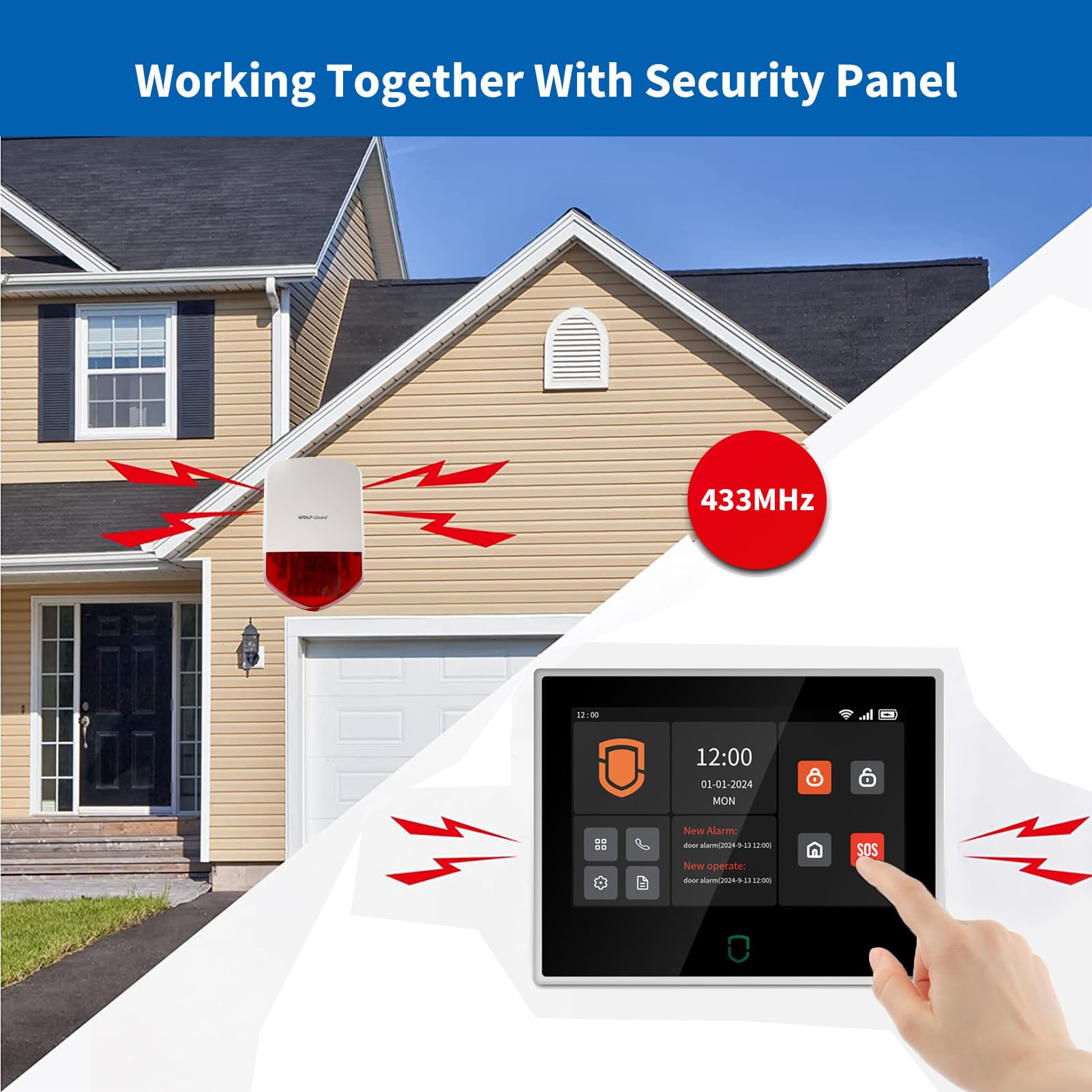 Wolf Guard WT4F-01A 4G + WiFi Allarme Casa 7" Touchscreen, Sistemi Completi Tuya Smart con Allarme APP/SMS/Chiamata Telefonica, Sirena Esterna 110dB, Rilevatore di Movimento, Sensori Porta/Finestra