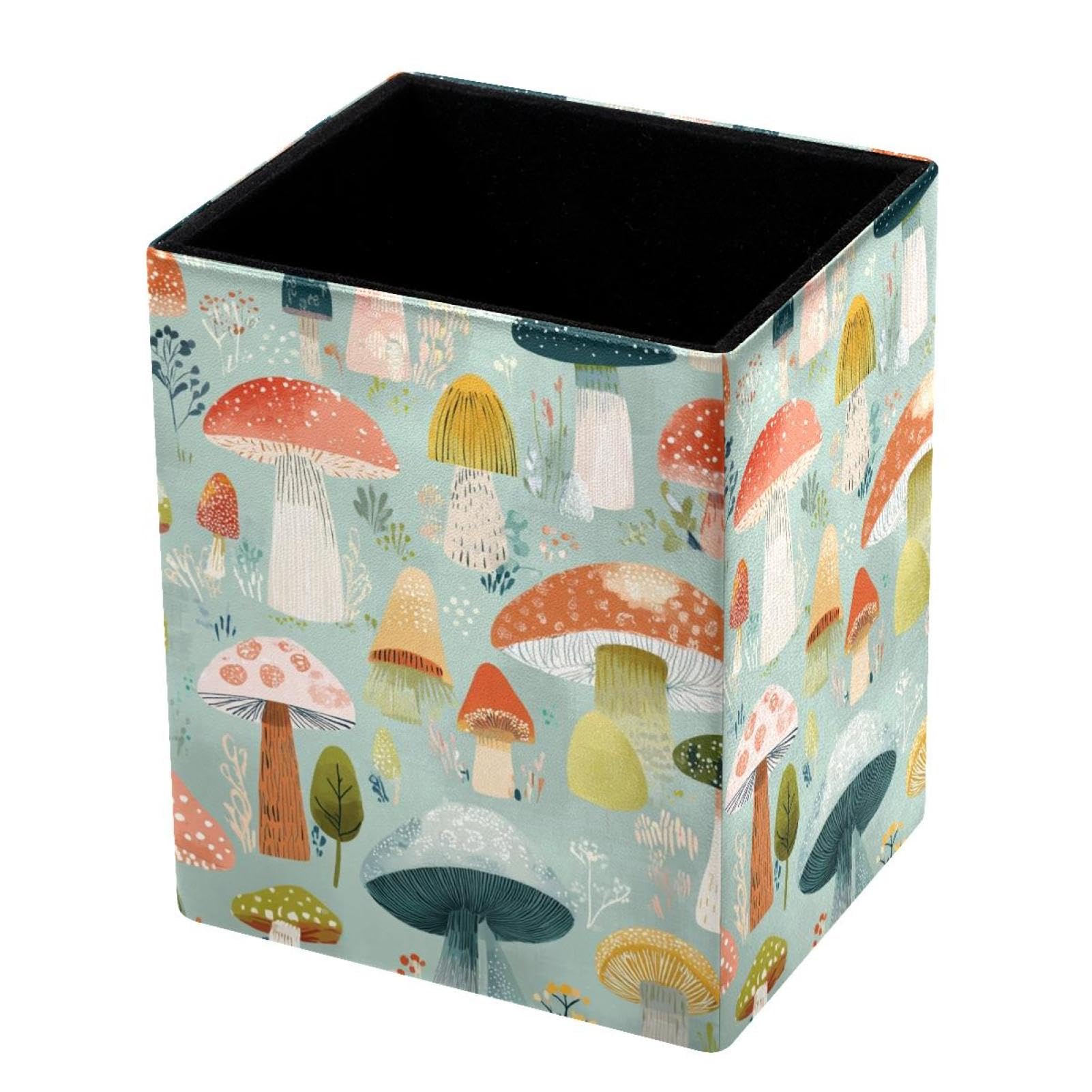 VAPOKF Pencil Holders for Desk, Mushroom Printed Pen Holders Pen Pot Makeup Brushes Storage Desktop Stationery Supplies Organiser for Home Office