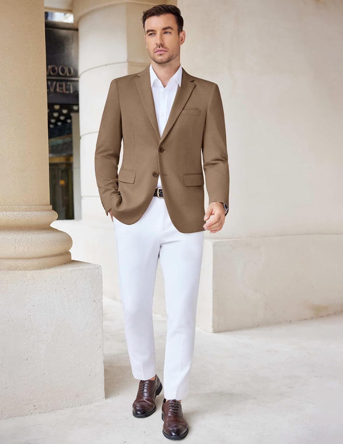 COOFANDY Men's Casual Knit Blazer Stretch Slim Fit Sport Coat Two Button Lightweight Suit Jackets - Image 4