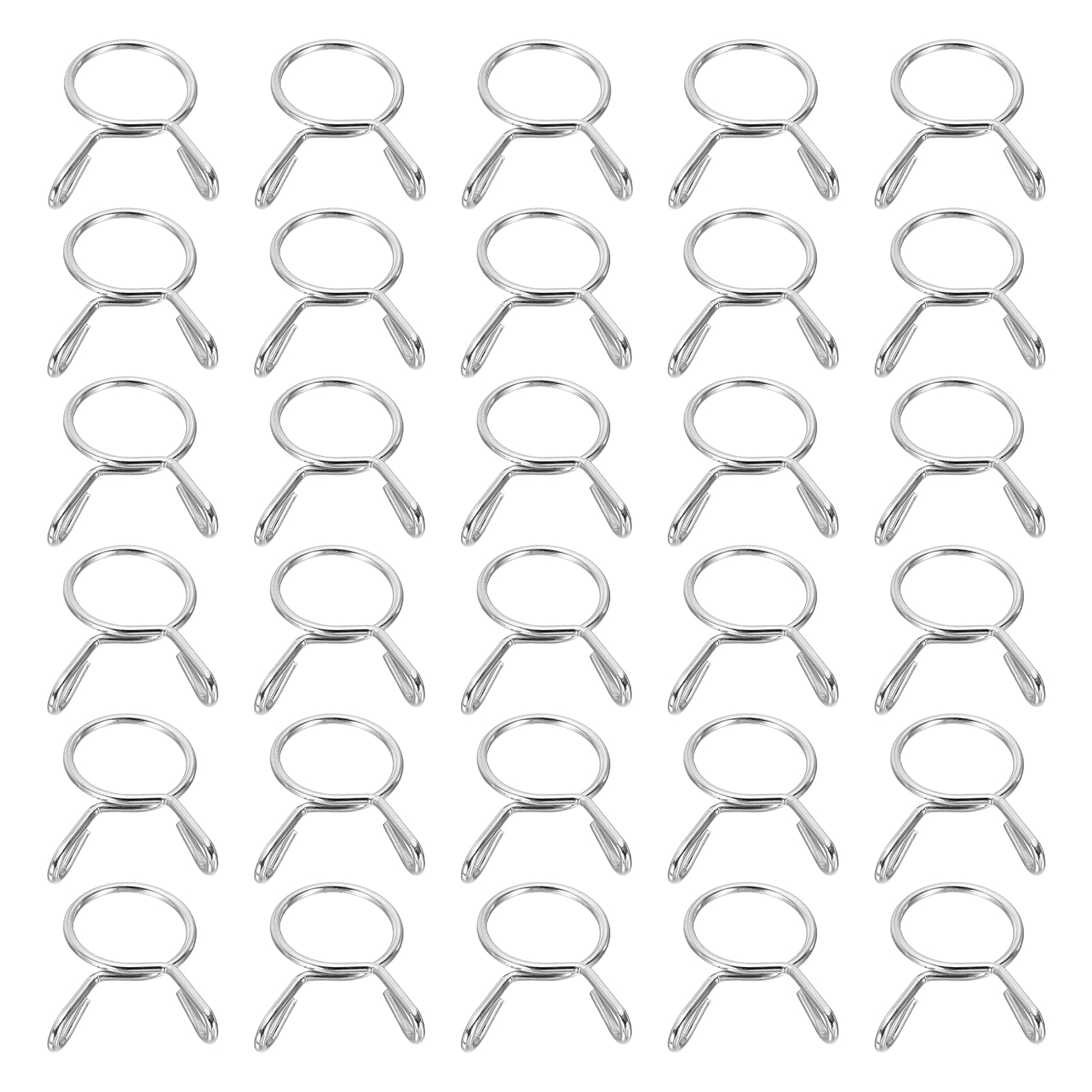sourcing map Fuel Line Hose Clips 30Pcs 12.5mm ID 14.4mm Clamp Dia. 304 Stainless Steel Tubing Spring Clips Clamps Assortment for Air Hose Tube Water Pipe Motorcycle Scooter ATV, Silver