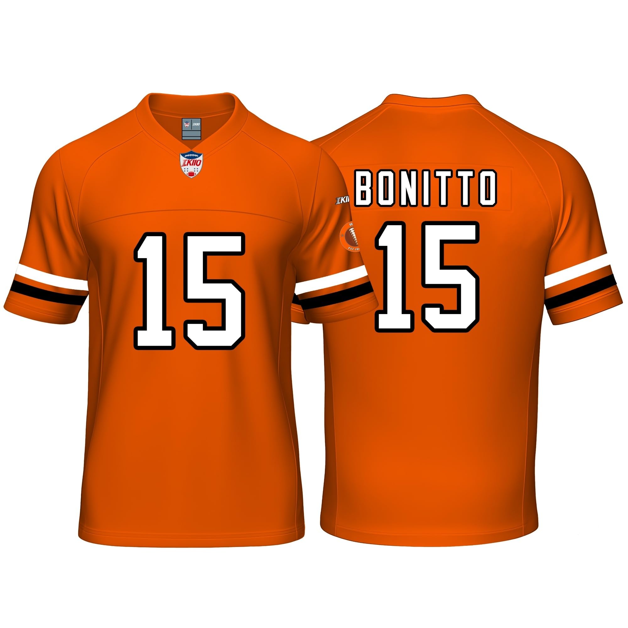 Custom Mens/Youth Football Stitched T-Shirt for Sports Fan Orange No Brand/Logos