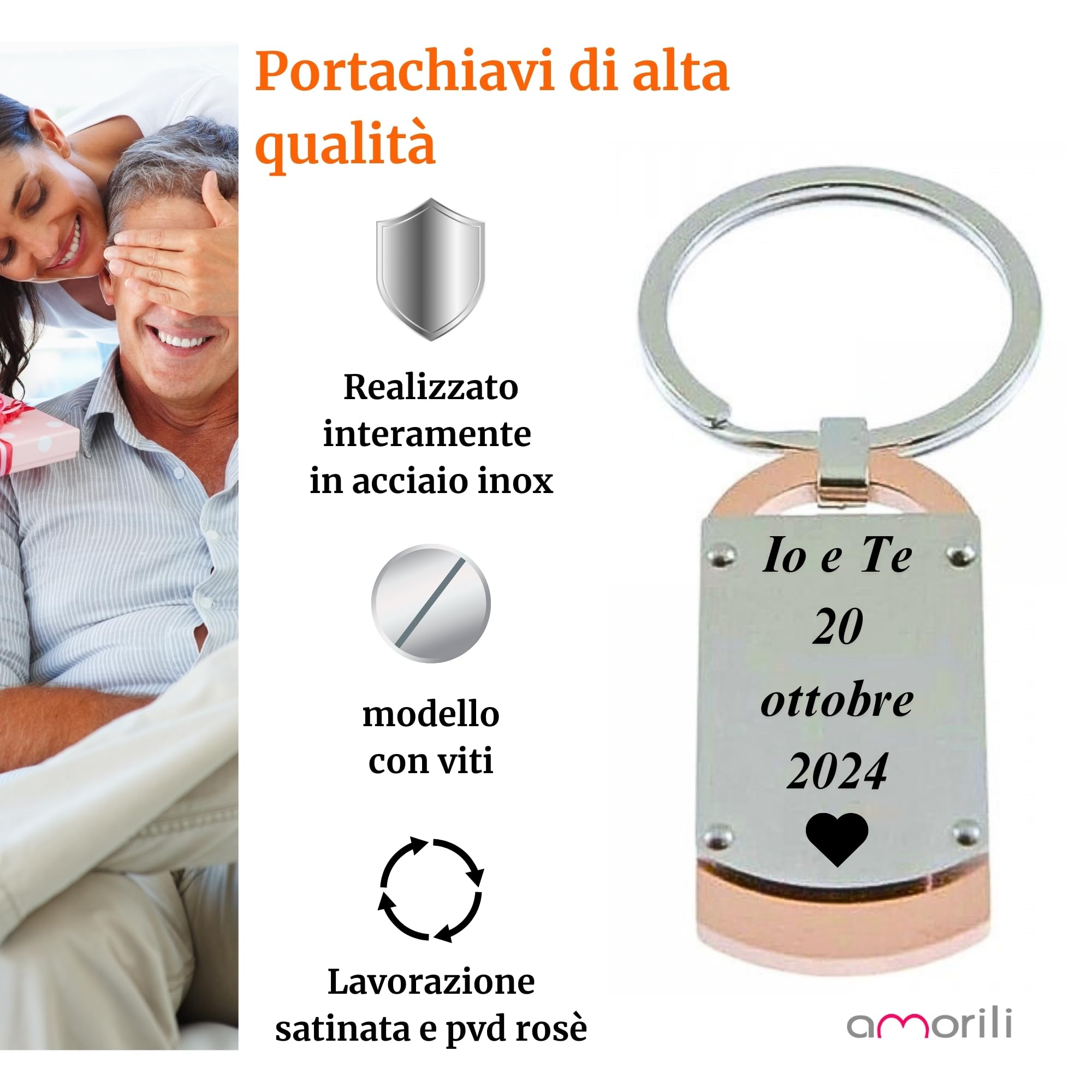 Portachiavi uomo piastra acciaio prt0036