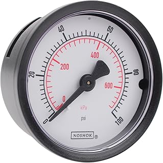NOSHOK 100 Series ABS Dual Scale Dial Indicating Pressure Gauge with Back Mount, 1-1/2