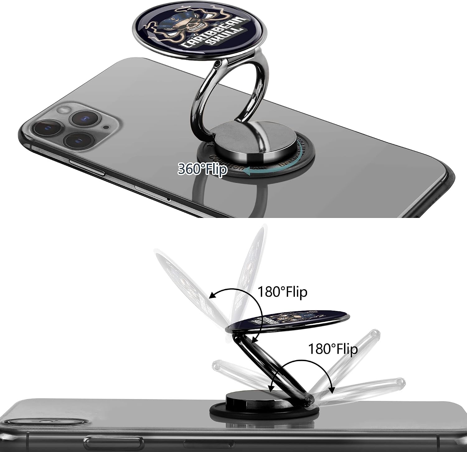 Custom 3D Crystal Photo Cell Phone Finger Ring Holder,Gift for Women Men,Adjustable & Foldable Stand for iPhone X Xr 12,Griper Back of Phone for Hand (OOBUTTON USA, Color-Black,Gold,Rose Gold)