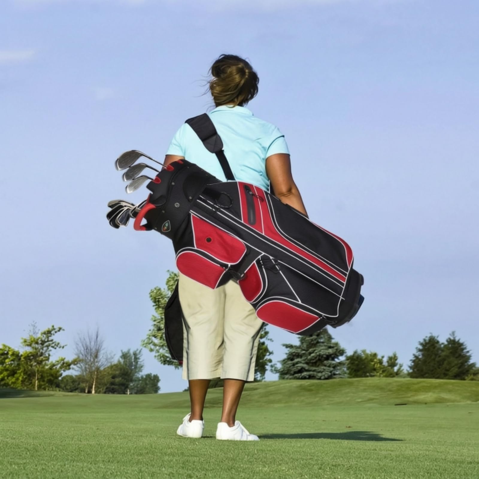 Sacca da Golf con Divisori Multitasche Sacca da Golf con Cappuccio Antipioggia Imbottita per Golfisti