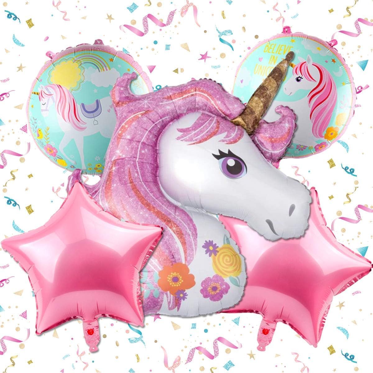 5 Pack Pink Unicorn Balloons Birthday Party