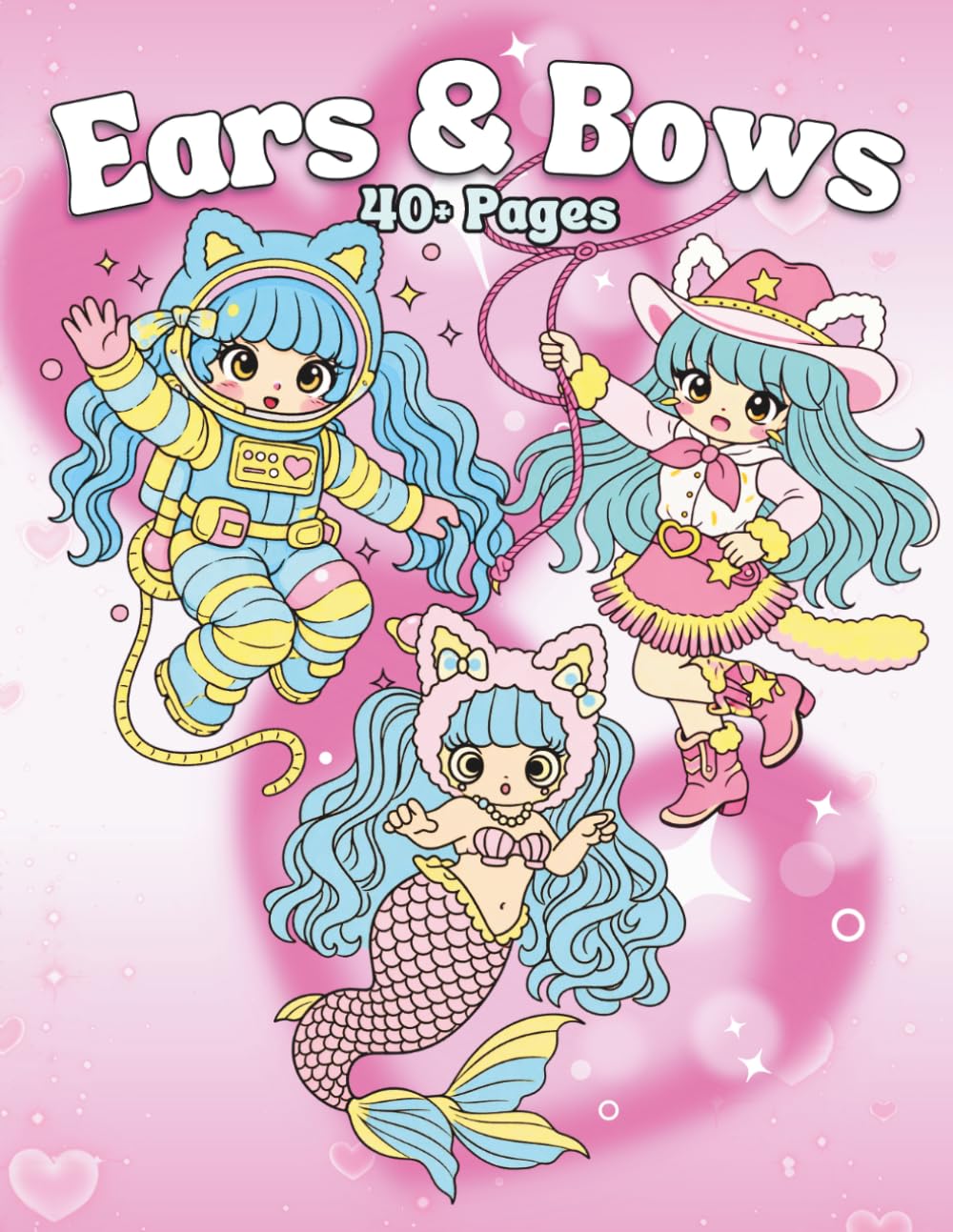 Ears & Bows: Cute Kawaii Girls Coloring Book Featuring Animal Ears, Bows, Chibi Characters, Whimsical Outfits, and Adorable Fantasy Styles for Relaxation and Creative Fun