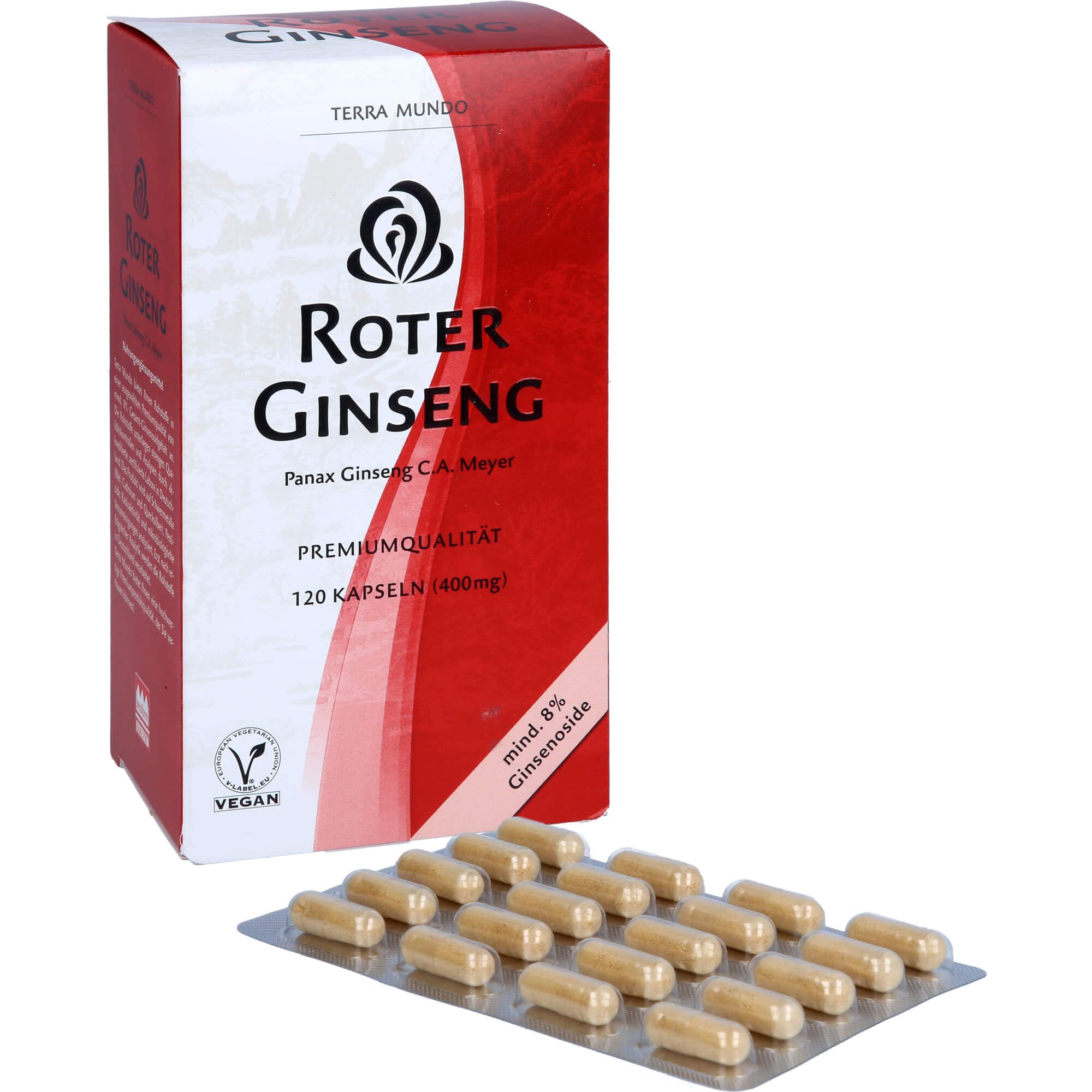 Roter Ginseng 400 mg 8% von Terra Mundo Kapseln