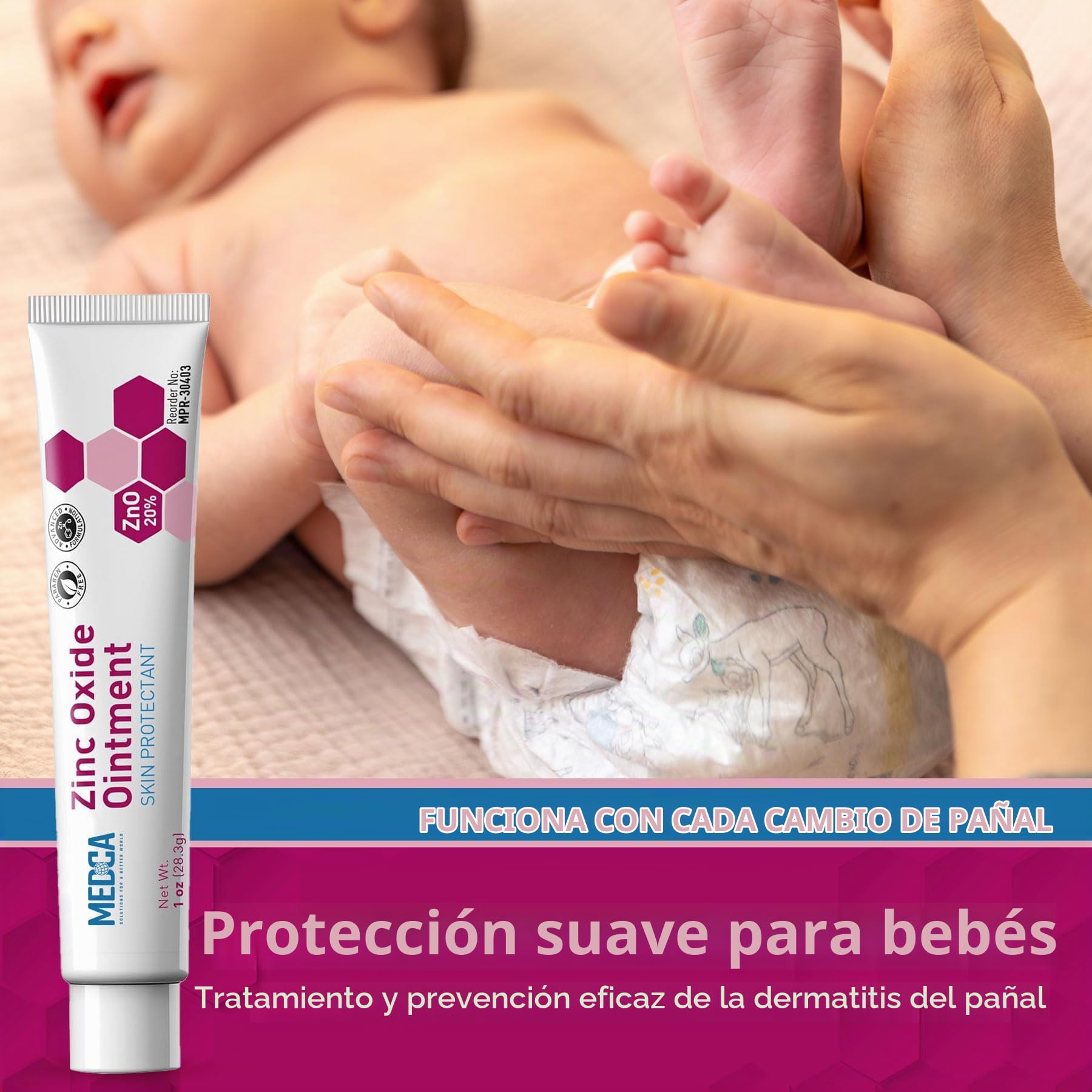 High-Potency 20% Zinc Oxide Ointment - (Pack of 4) Baby Diaper Rash Cream and Gentle Skin Protectant Barrier for Chafed Skin, Wetness, Daily & Overnight Protection Soothing, Hypoallergenic, 1oz Tubes