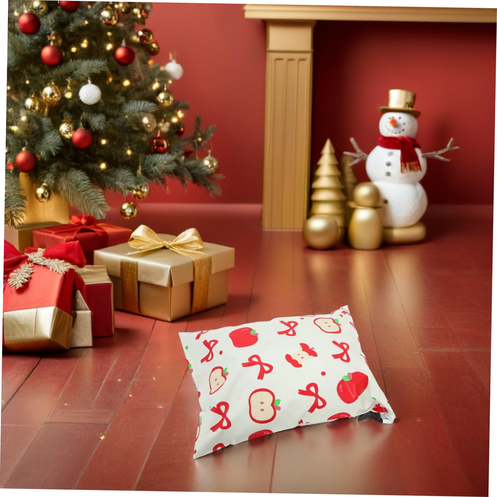 SOLUSTRE 100 Stück Versandtaschen Selbstklebend Weihnachts-design Verpackungstaschen mit Cartoon Apfelmotiv für Kleidungspakete und Geschenke