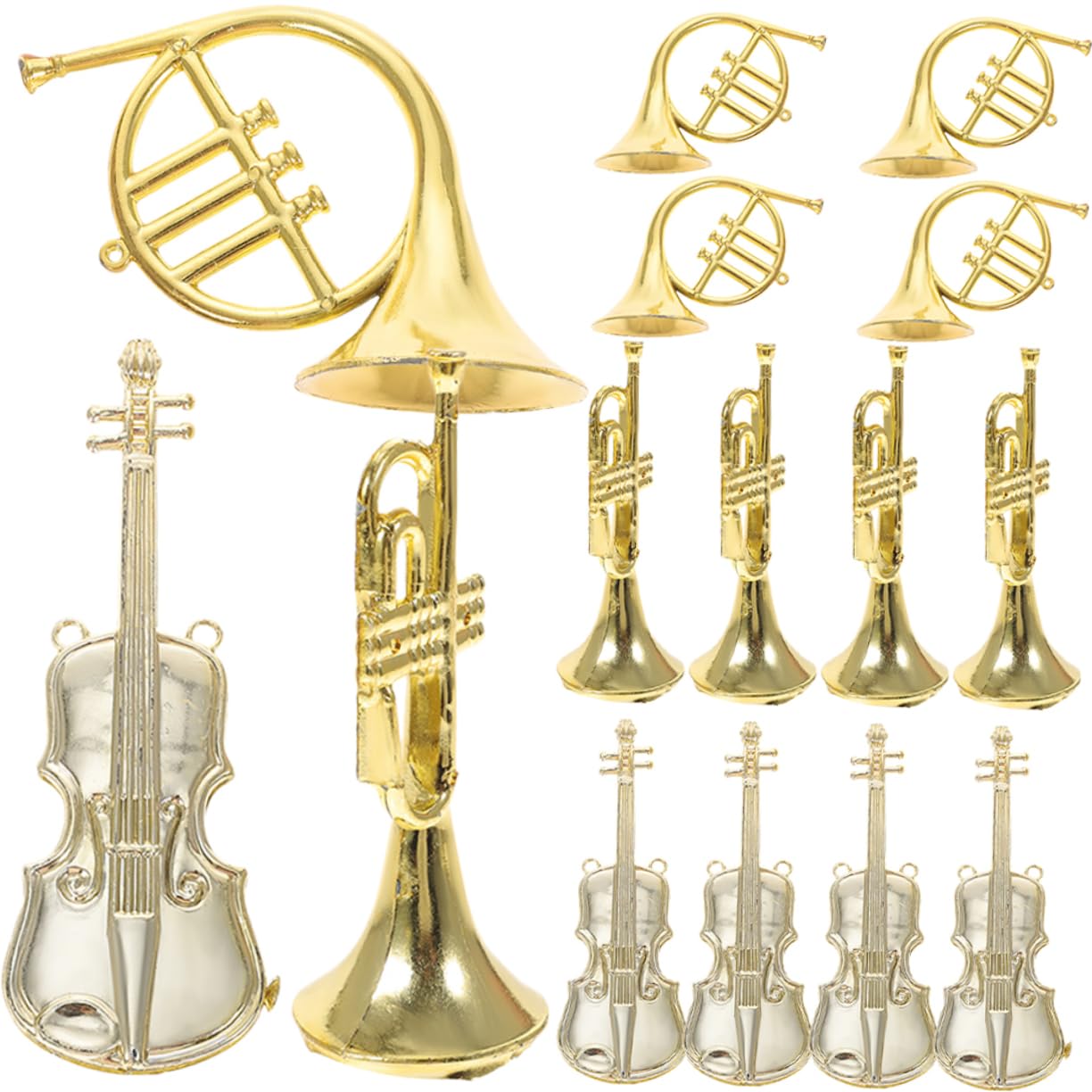 ERINGOGO 15pcs Musical Instrument Model Trumpet Birthday Decor Violin Decor Figment Horn Dollhouse Trumpet Furniture Hooks for Christmas Tree Ornaments Christmas Tree Ornament Plastic