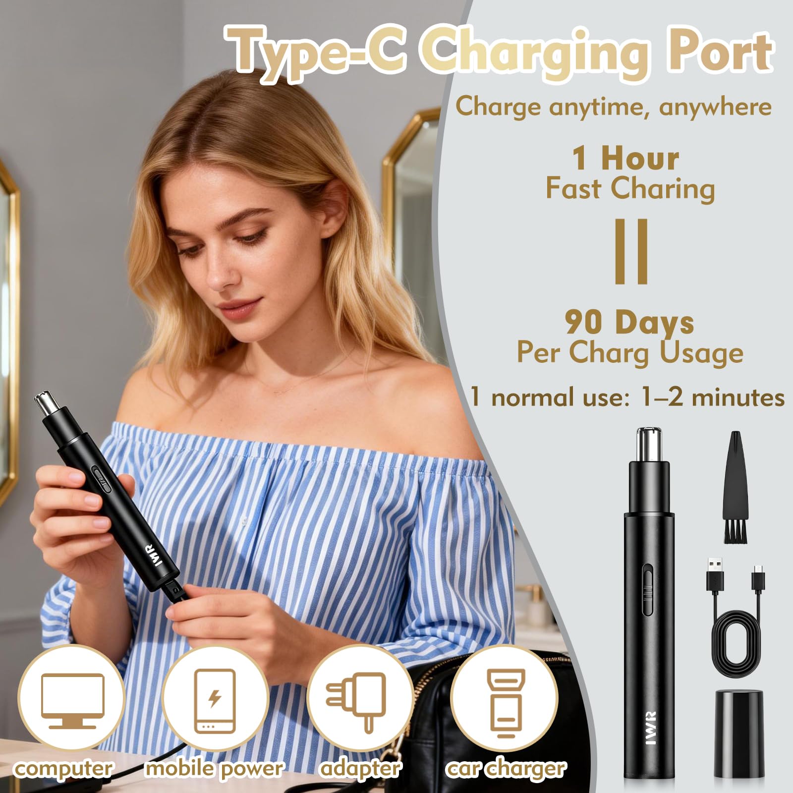 Nose Hair Trimmer for Men, Electric Nose Hair Trimmer with Cleaning Brush — Amazon image 6