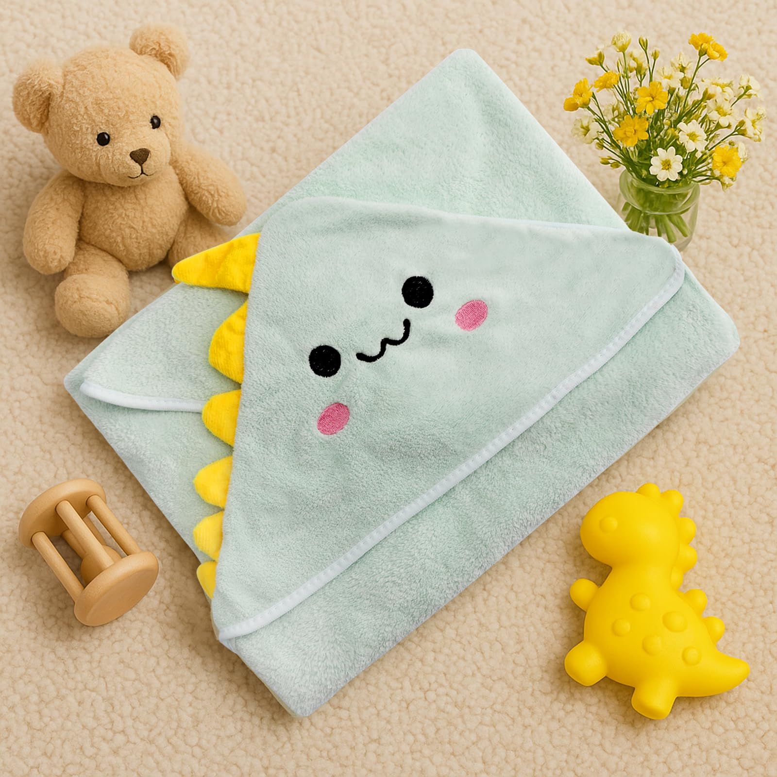 RNXSIB Kapuzenhandtuch Baby 80x80cm - Weiches Korallenfleece Mit Tiermuster