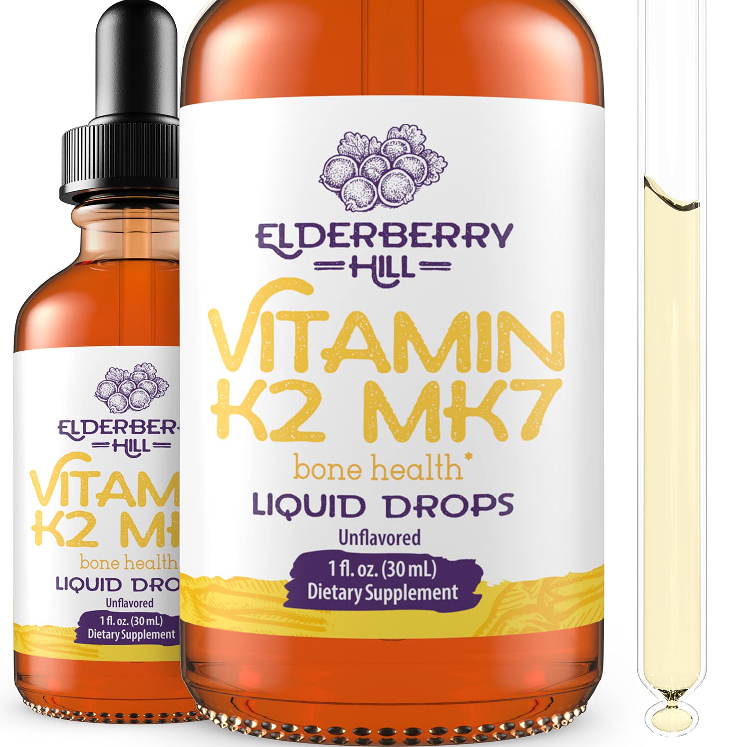Vitamin K2 MK7 Liquid Drops for Healthy Heart, Immunity - Vegan, Keto and Non GMO - Fast Absorption for Men, Women, Children 60 Servings 1oz