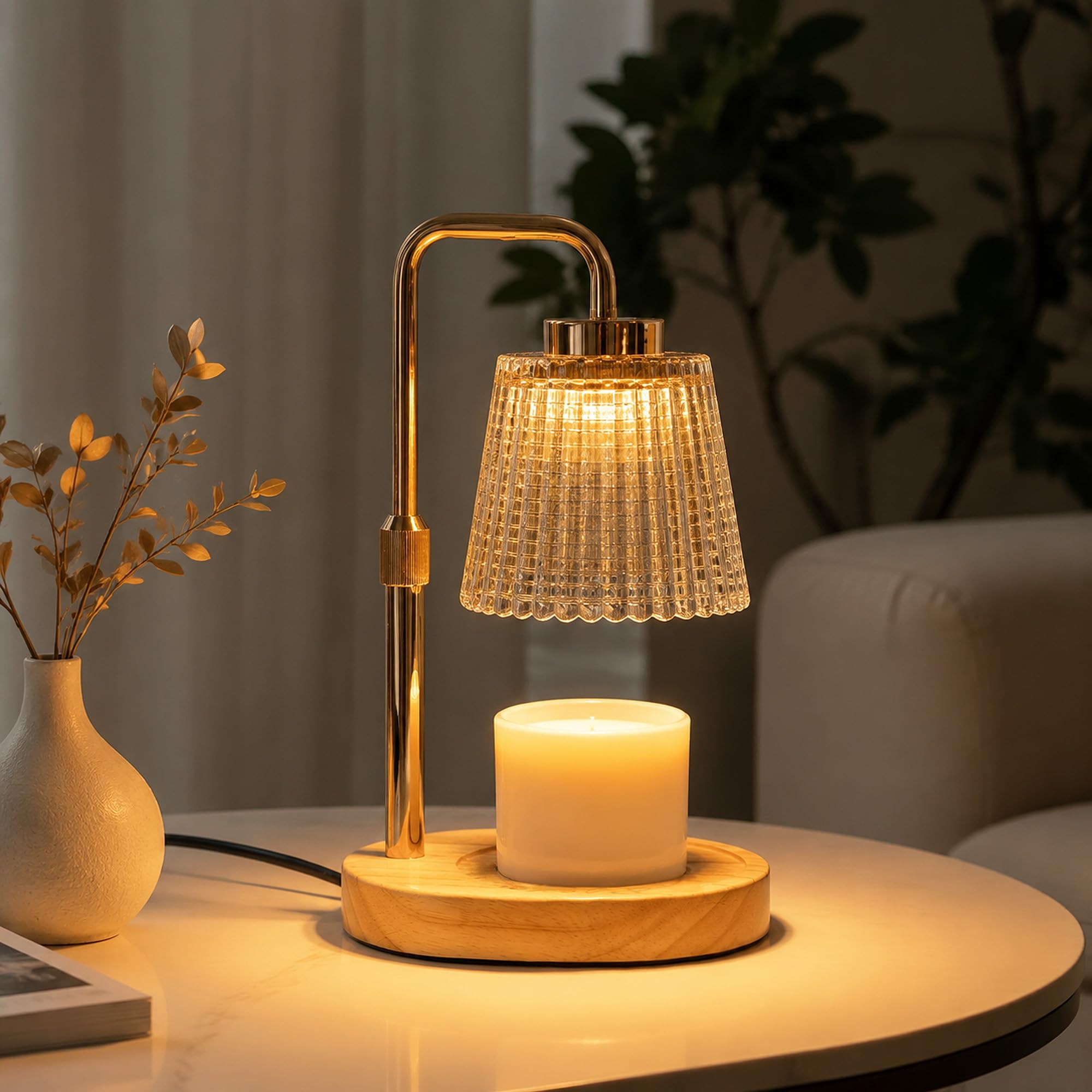 NOVEINN Candle Warmer Lamp, Adjustable Height Dimmable Candle Warmer with Timer,Electric Flameless Wax Warmer with 2 Bulbs for Scented Jar Candles, Home Decor & Gifts for Women Mum