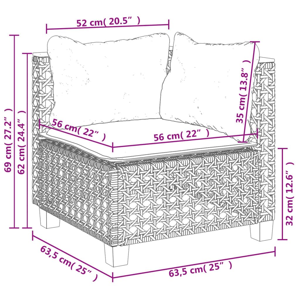 Divano Angolare da Giardino Grigio Polyrattan 63,5 cm | Seduta con cuscino sfoderabile lavabile, design modulare, carico max 110 kg, acciaio e acacia