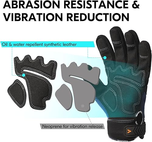 Miniatura 8 de Vgo Guantes de trabajo para hombre, guantes mecánicos, resistentes, guantes de vibración (SL8777SL7721)