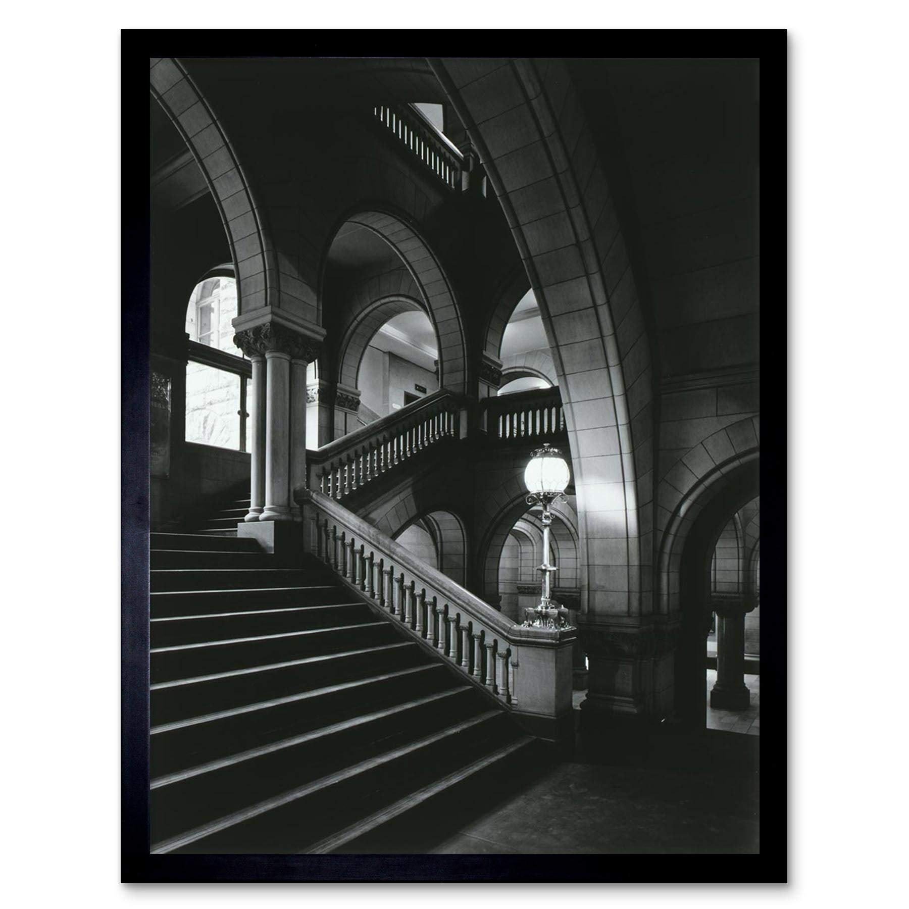 Wee Blue Coo Black White Photography Architectural Allegheny Court Art Print Framed Poster Wall Decor 12X16 Inch