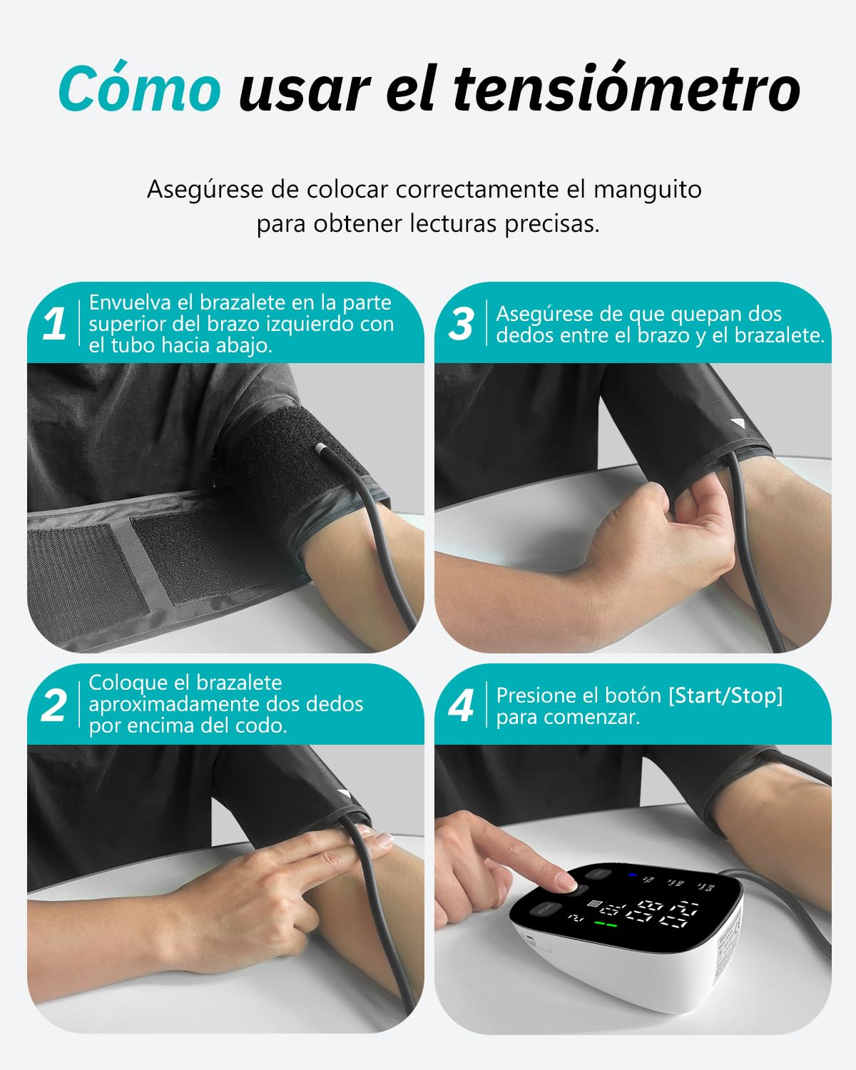 HealthTree Tensiómetro de Brazo,Monitor Presión Arterial Digital para Hogar | Brazalete Grande de 8.5"-16.5"— Pantalla LED de 5.5", Monitorear el Pulso y Frecuencia Cardíaca, Seguimiento de Memoria 2x90