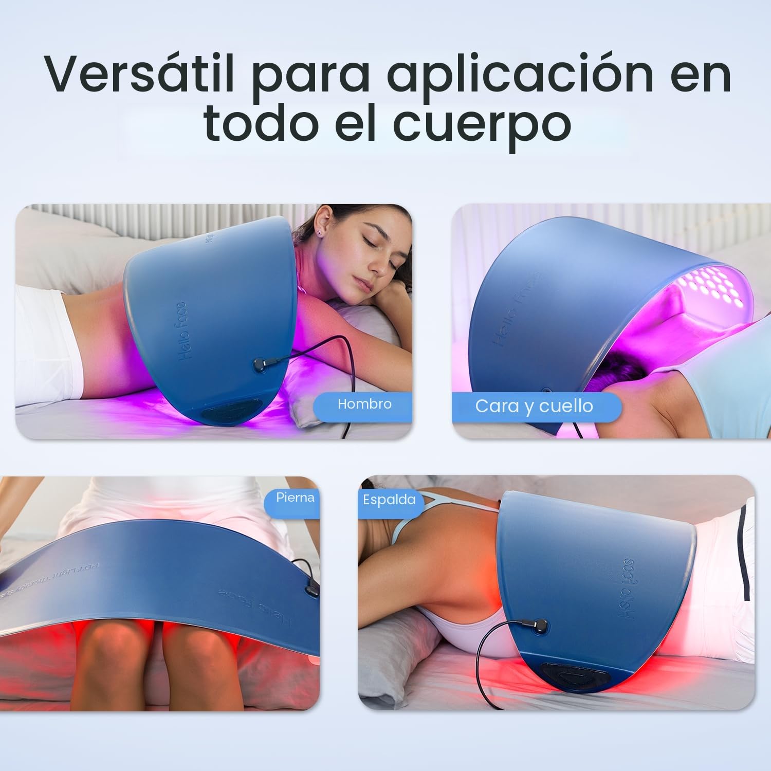 Máscara LED Facial 4 en 1 - Terapia de Luz Roja e Infrarroja Aprobada por la FDA - Dispositivo de Fototerapia Profesional para Acné y Arrugas, Cuidado Facial y Corporal (Azul)