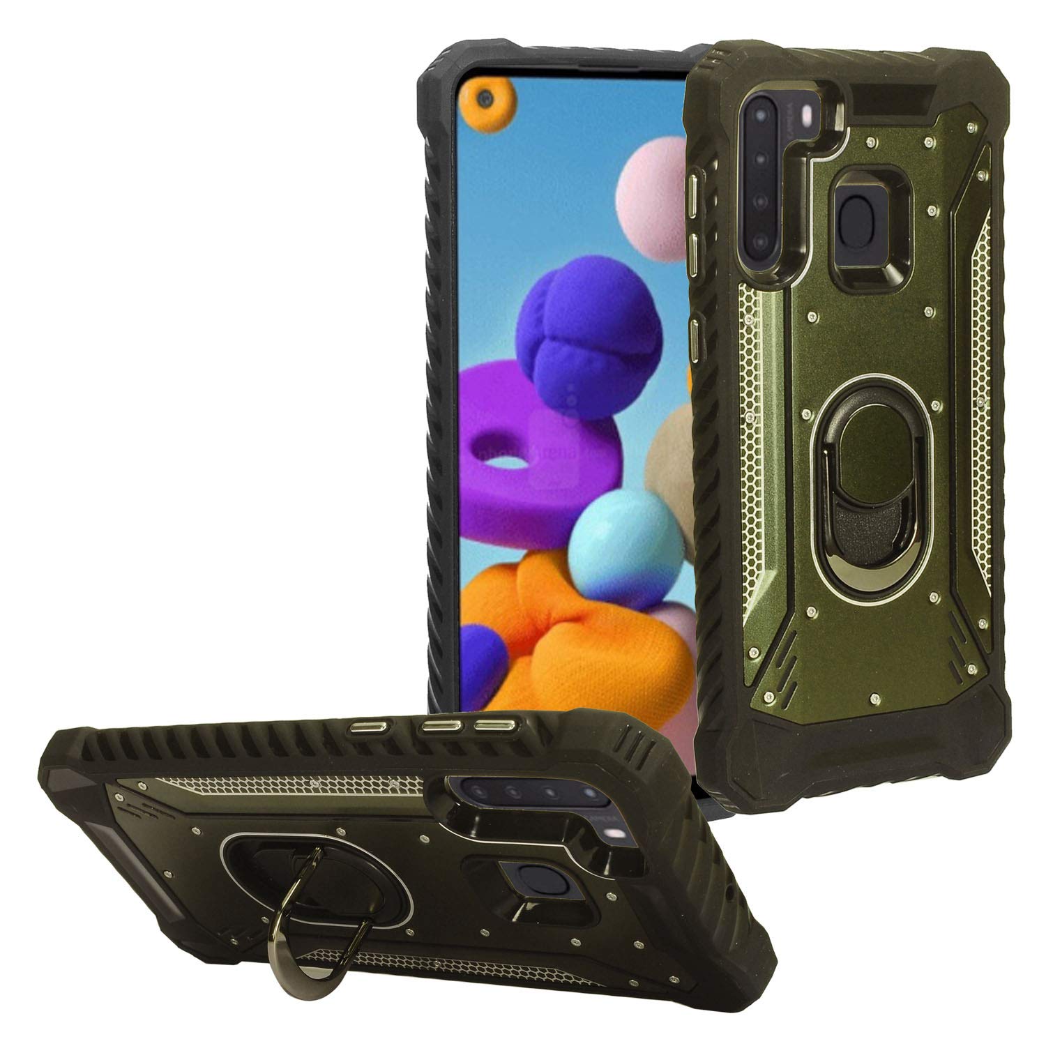 Coque Samsung Galaxy A21 d'exception en aluminium brossé ZY0 vert - 7