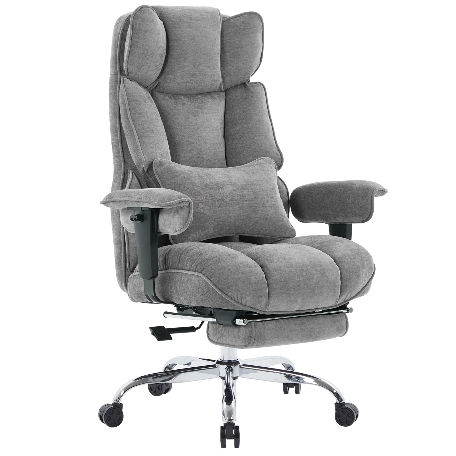Efomao Executive Office Chair 400lbs, Grey Fabric Big and Tall Desk Chair