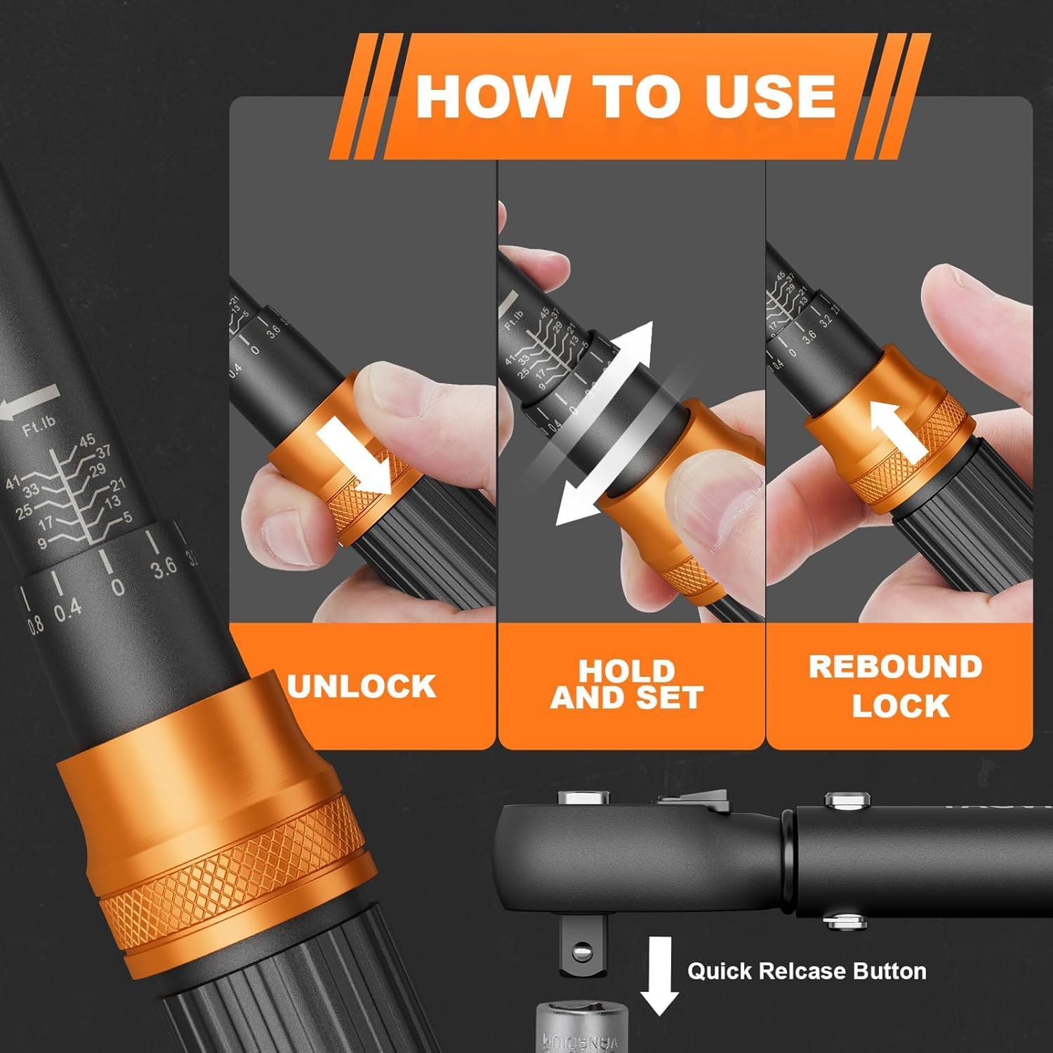 41Pcs Torque Wrench SET, 4-20Ft.lb, 5-45Ft.lb, 15-165Ft.lb ±3% Accuracy Click Torque Wrenches for Bicycle, Motorcycle, Car, Maintenance