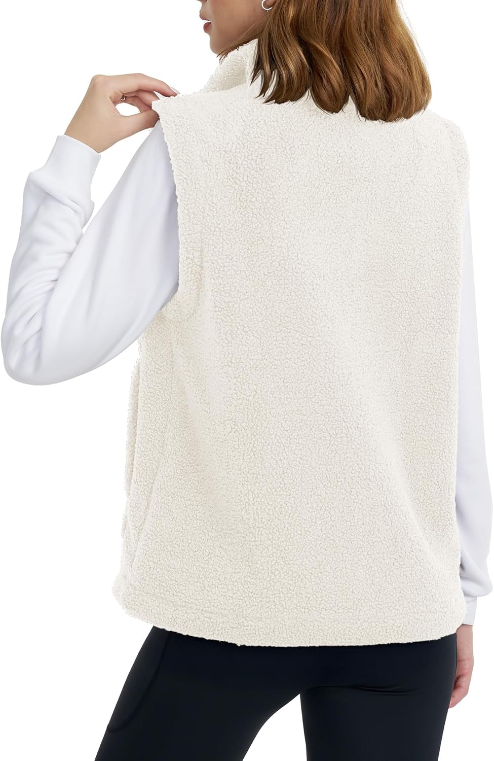 YUCOLEN Sherpa Fleece Vest for Women Sleeveless Lightweight Zip Up Outerwear Winter Warm Vest Jacket with Pockets - Image 4