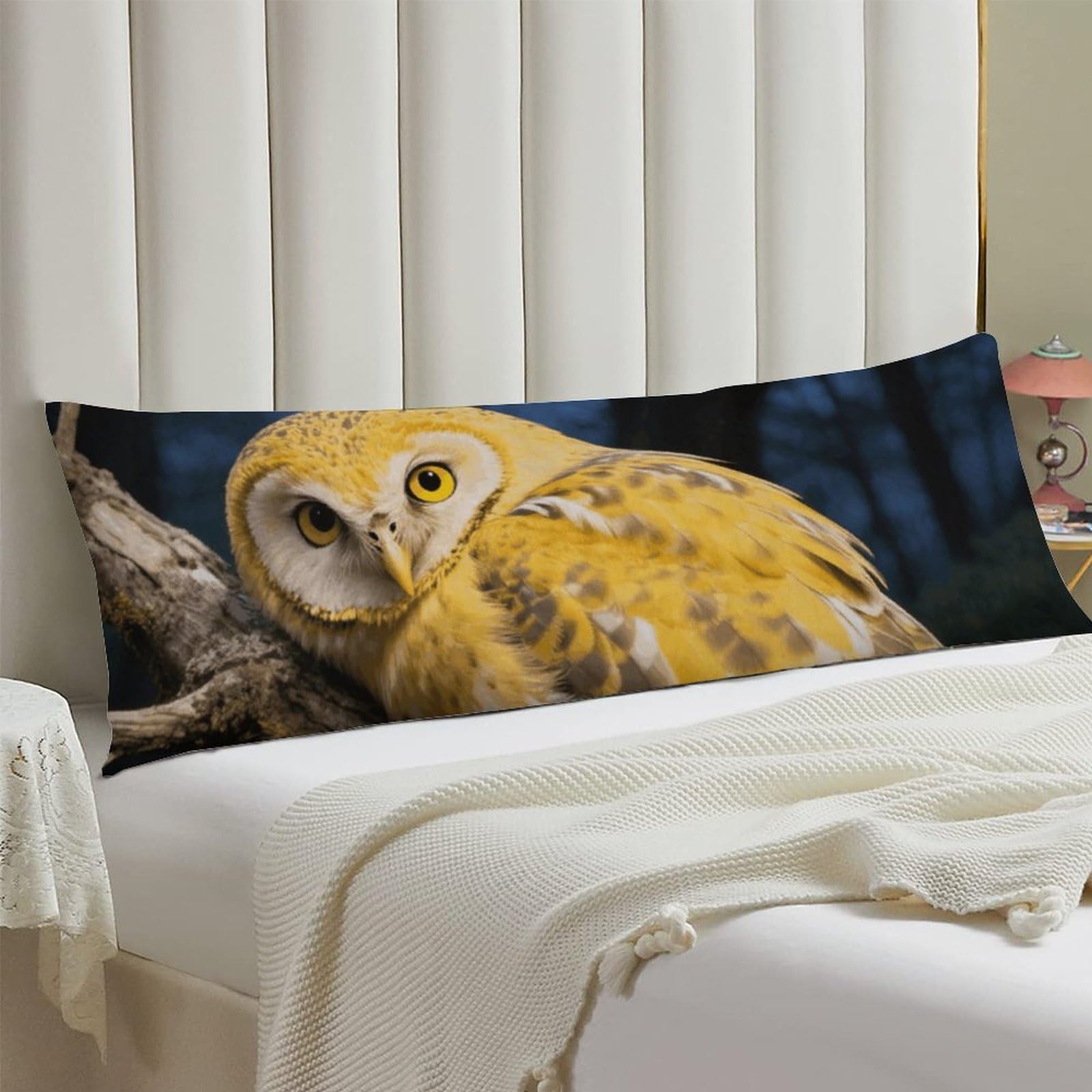Body Pillow Cover 20x54 Long Pillow Case with Invisible Zipper Breathable Microfiber Yellow Snowy Owl Pillowcase Soft Cozy Protector for Bedroom Couch Sofa Bed Home Decor All Seasons