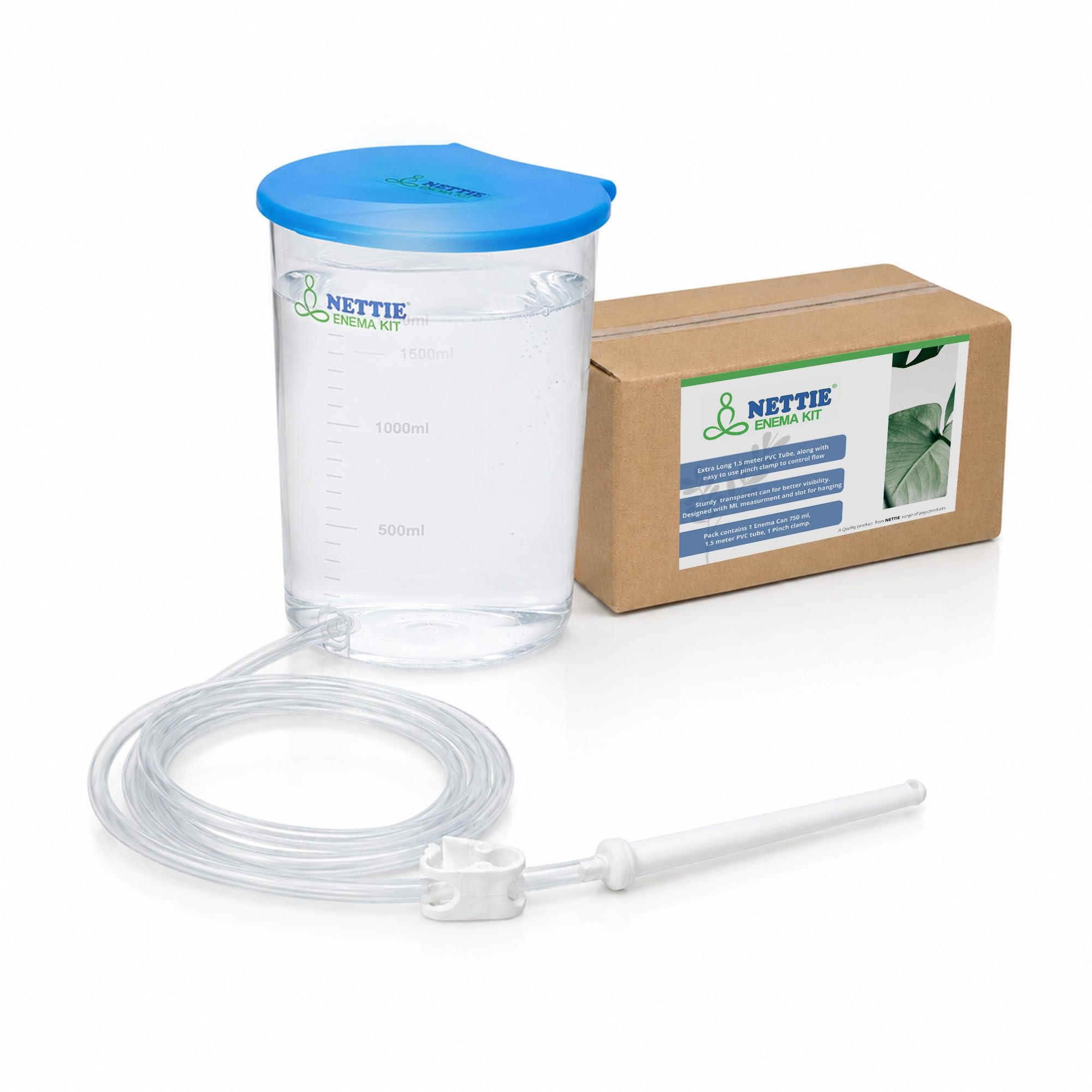 NETTIE Premium Enema Kit, 1500ml can with lid, extra-long 1.5-meter PVC tube, pinch clamp and enema nozzle for home use – Pack of 1-picture-15