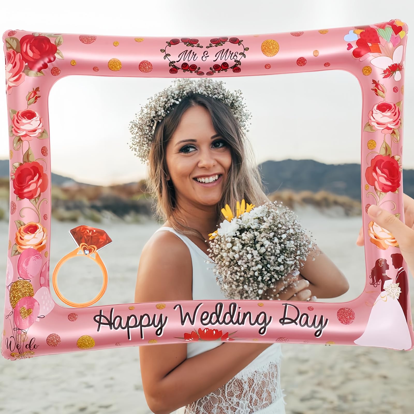 COSORO Prop da Cabina Fotografica Gonfiabile per Matrimonio,Cornice Selfie Gonfiabile Gigante Cornice Foto,Prop Festa Gonfiabile Bambini Adulti,Accessori Decorazioni Festa di Matrimonio