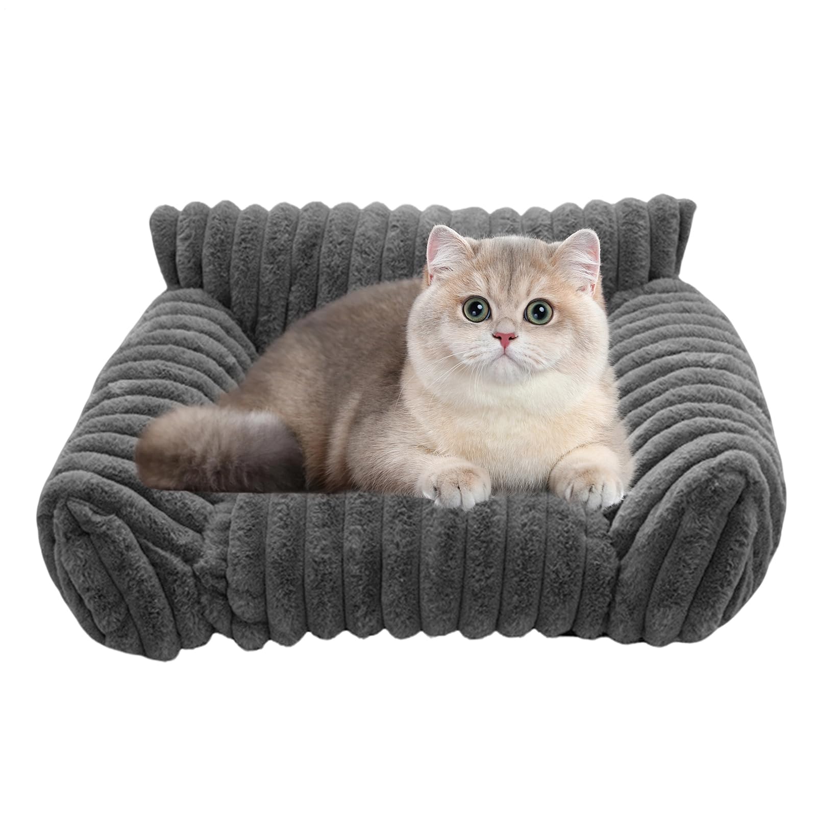 Generico Cat Sofa Beds, Plush Pet Couch, 19.69x15.75x7.87 Inches Portable Comfortable Gray, Chew Proof Sofa Bed, Daily Use, Dogs, and Cats, Patio, Bedroom, Travel, Car, Living Room, Apartment
