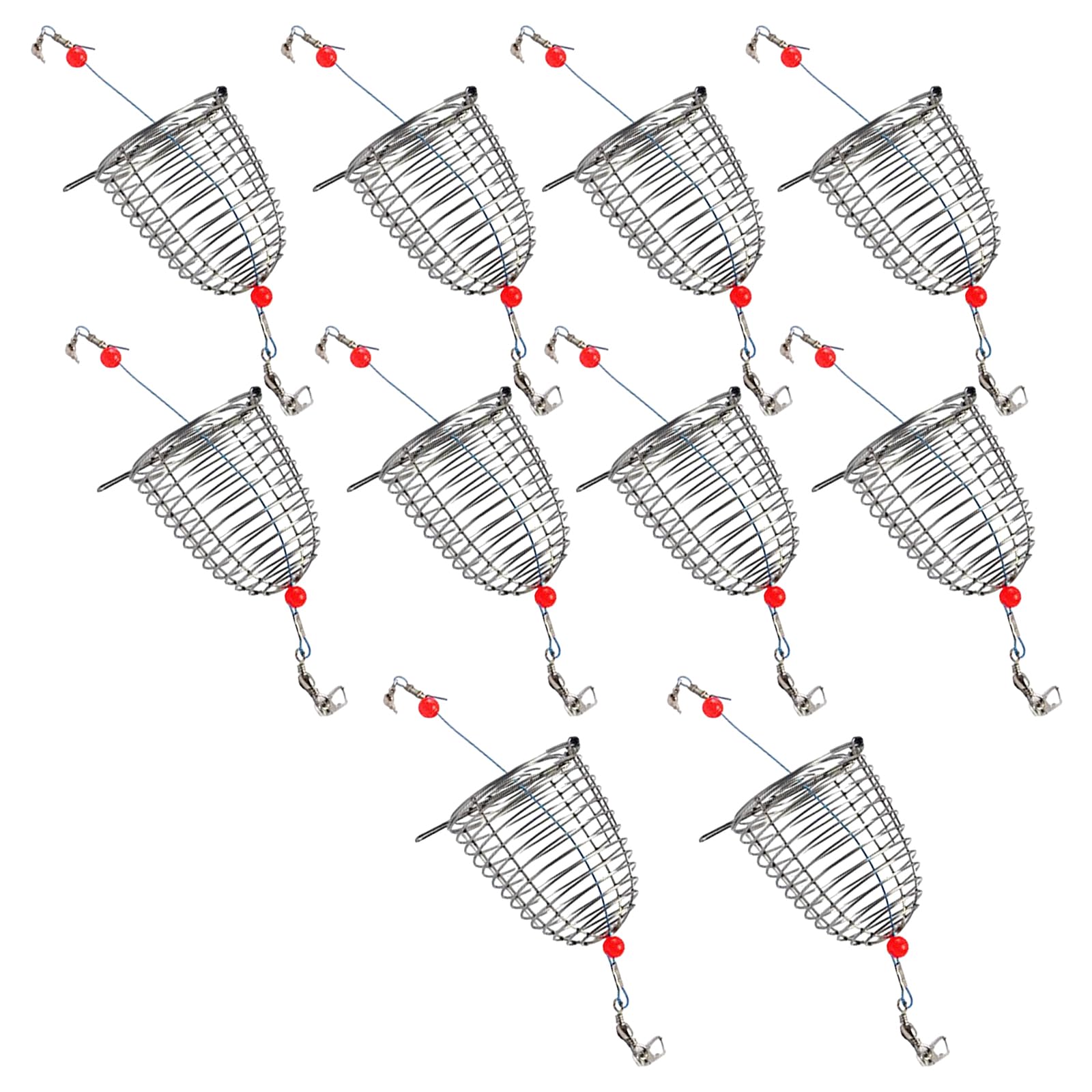 MURYE 10Pcs Fishing Cage Baits Cages Feeder Cage Holder Lure Basket Holder Stainless Tackle
