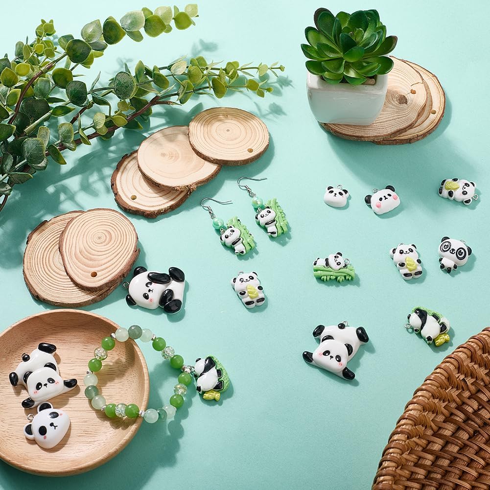 SUNNYCLUE 36Pcs 9 Styles Panda Jewelry Charms Animal Resin Pendant Charms Opaque Iron Loop White Chinese Bear Dangle Hanging Pendants Findings for Jewelry Making Bracelet Necklace Earring DIY Crafts - Image 4