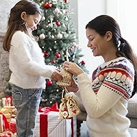 Vista 6 de KIMOBER 36 bolsas de regalo de arpillera de Navidad, bolsa de lino de yute para dulces con doble cordón para recuerdos de fiesta de Navidad