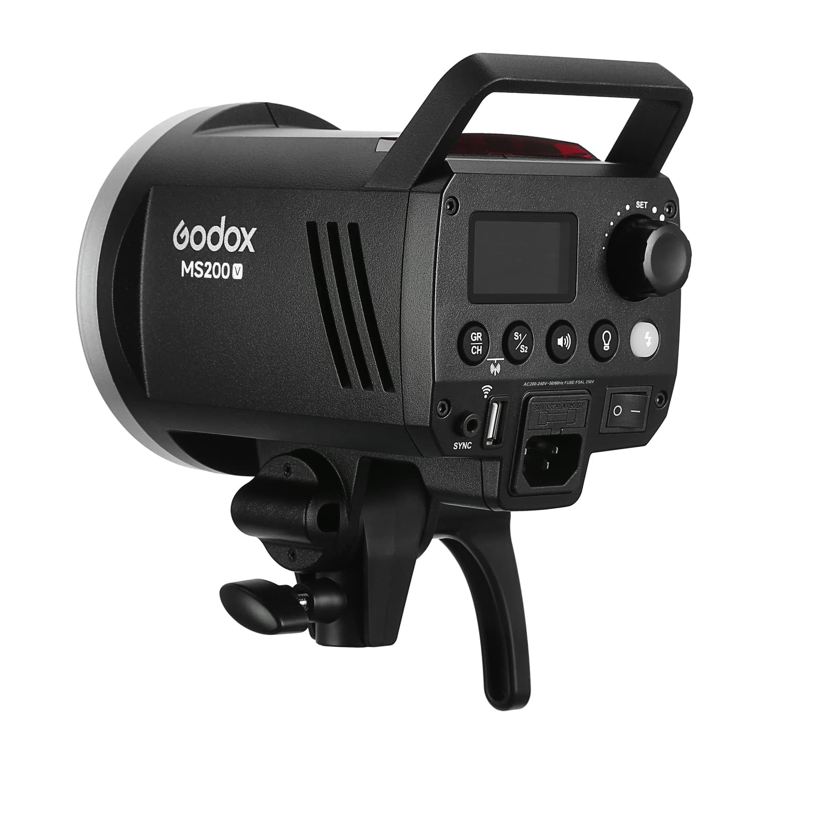 Godox MS200V Compact Studio Flash 200W GN53 5800K 2.4G, Tempo di Riciclaggio 0.1-1.3s, Bowens Mount, con Regolabile LED Modellabile Lampada (MS200)