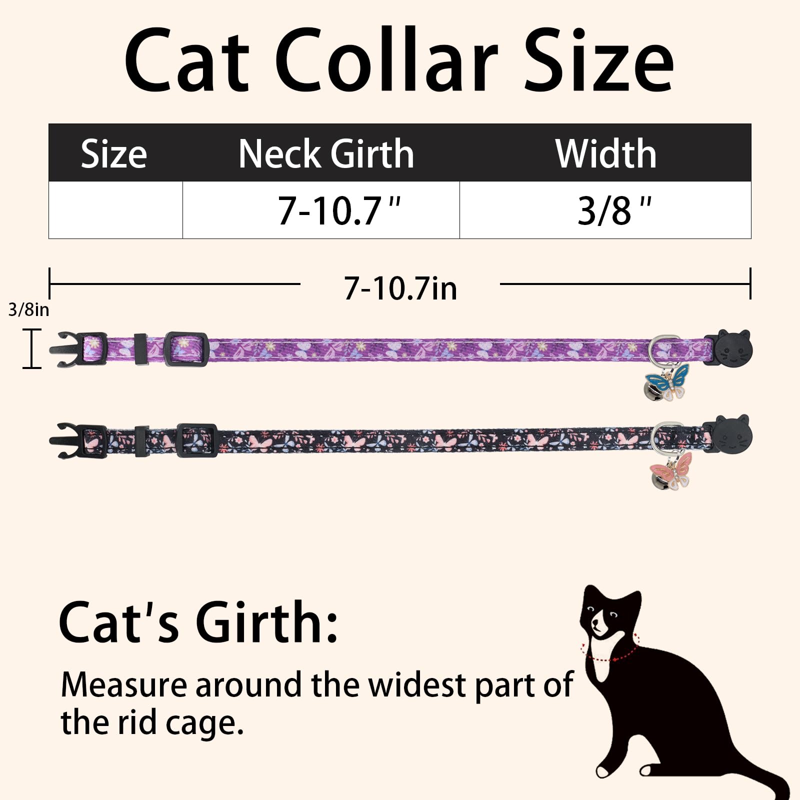 Katzenhalsband, Baumwolle, 2 Stück, Katzenhalsband mit Glöckchen, Abreißhalsbänder für Mädchen, Jungen, Katzen, Kätzchen