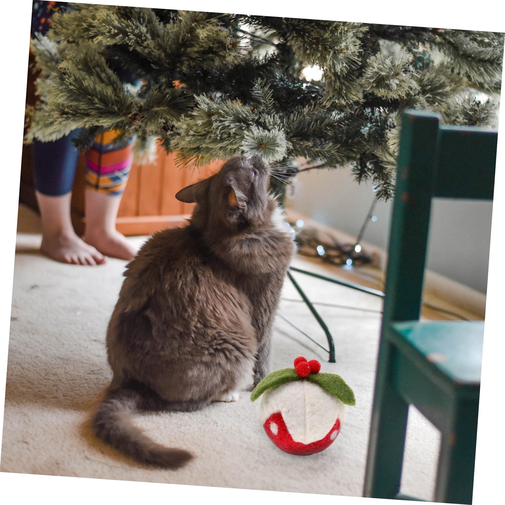 ABOOFAN 9 Piezas Pelota De Juguete para Mascotas Gato Juguetes Navidad Gatera Juguetes De Pelota para Mascotas Gato Juguete De Navidad Lana Falsa En Caja Suministros para Gatos