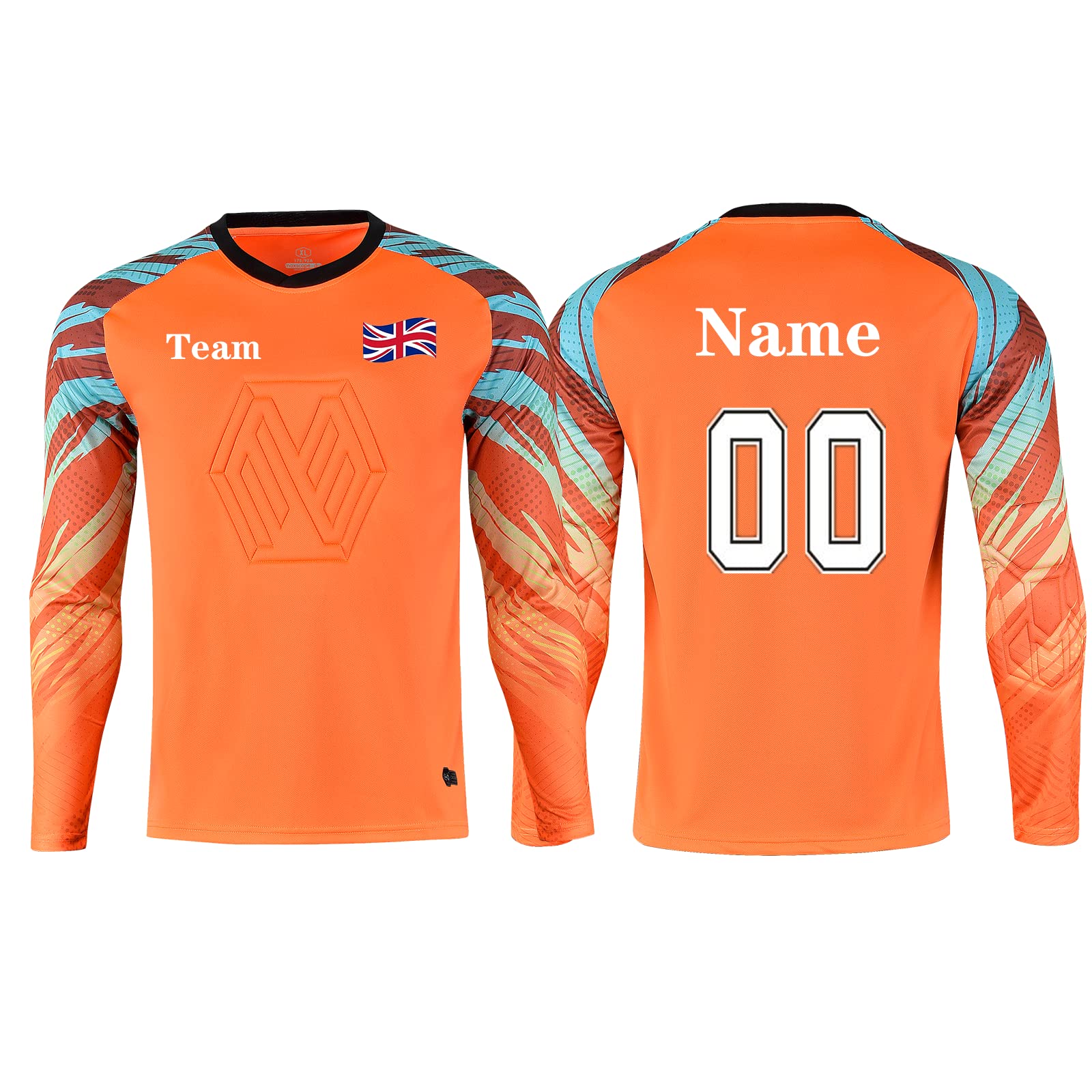 Personalised Football Goalkeeper Tops with Any Name Number Team Logo Personalised Goalie Jersey for Kids Adult Orange