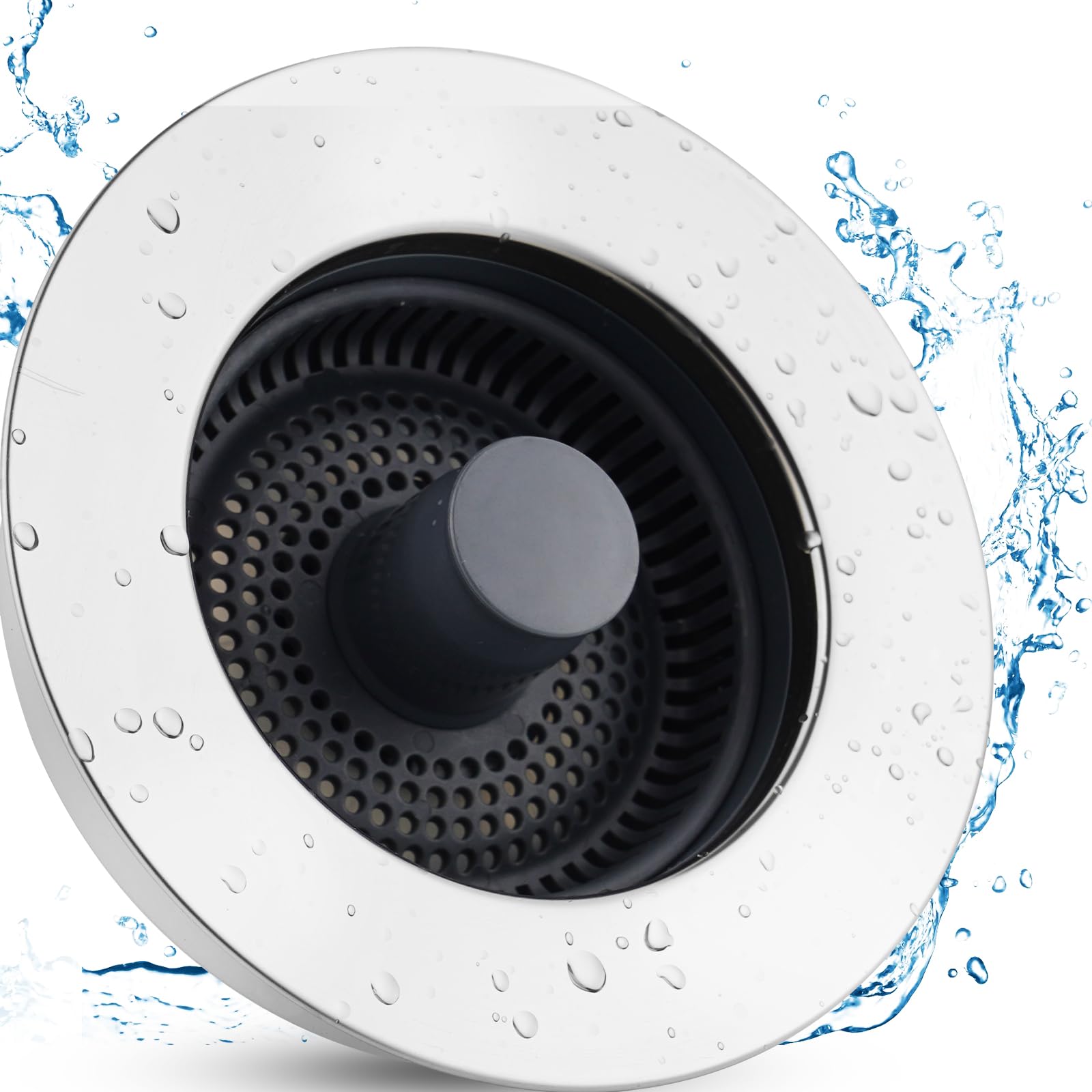 iFealClear 3-in-1 Kitchen Sink Drain Strainer Stopper, Stainless Steel Wrapped Pop Up Sink Stopper Strainer Basket for Standard 3-1/2 Inch Kitchen Sink, Anti-Clogging and Detachable, Chrome