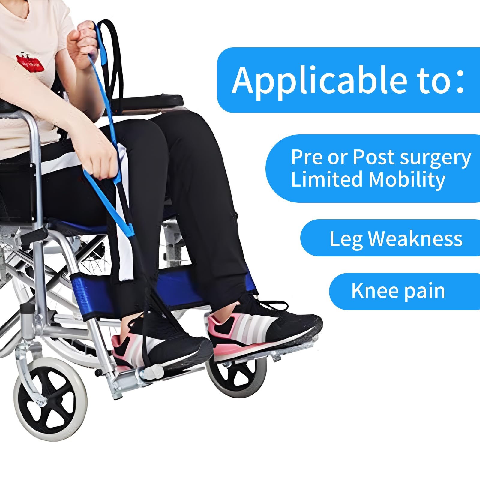 40' Long Leg Lifter Strap with Handgrips and Feet Loop Rigid Leg Lifter Hip&Knee Replacement Surgery Recovery Kit Mobility Aids Foot Lifter Easily Get in Out of Bed,Car,Wheelchair for Disables Elderly - Image 2