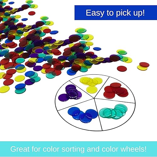 Miniatura 3 de MR CHIPS Fichas de bingo de plástico para juegos de bingo, bolsa de 300 unidades, fichas de conteo de colores sólidos y transparentes, amarillo