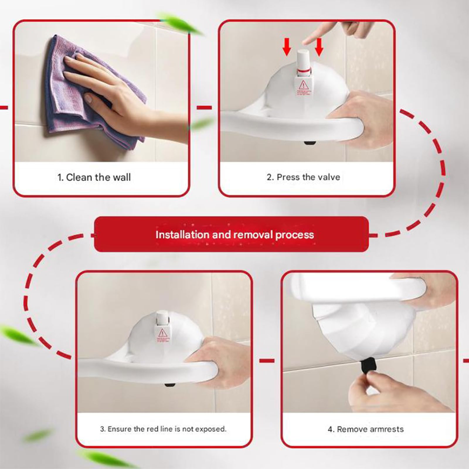 Asidero de montaje en pared para ducha y bañera