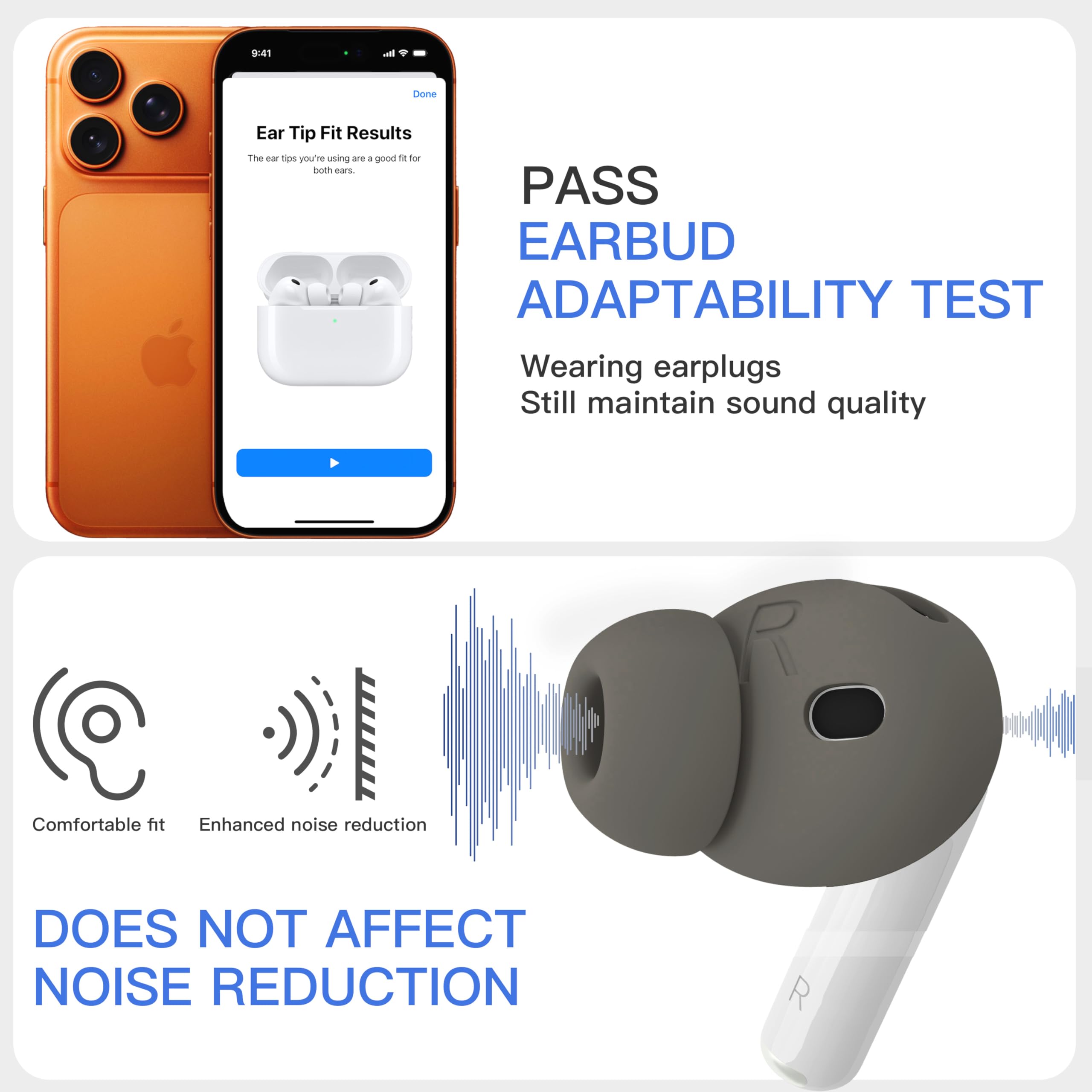Condition photo showing New/Like New for DamonLight 2 Pairs Ear Tips for AirPods Pro 3 Grip Silicone Earbuds Cover [Added Storage Pouch][US Patent Registered] Compatible with Apple AirPods Pro 3rd Generation 2025 (Gray)