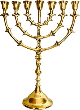 7 Branch, Salomons Menorah .Antique Replica Solid Brass/Copper 12" inches Bronze 7 Branches Menorah Candle Holder from Israel,