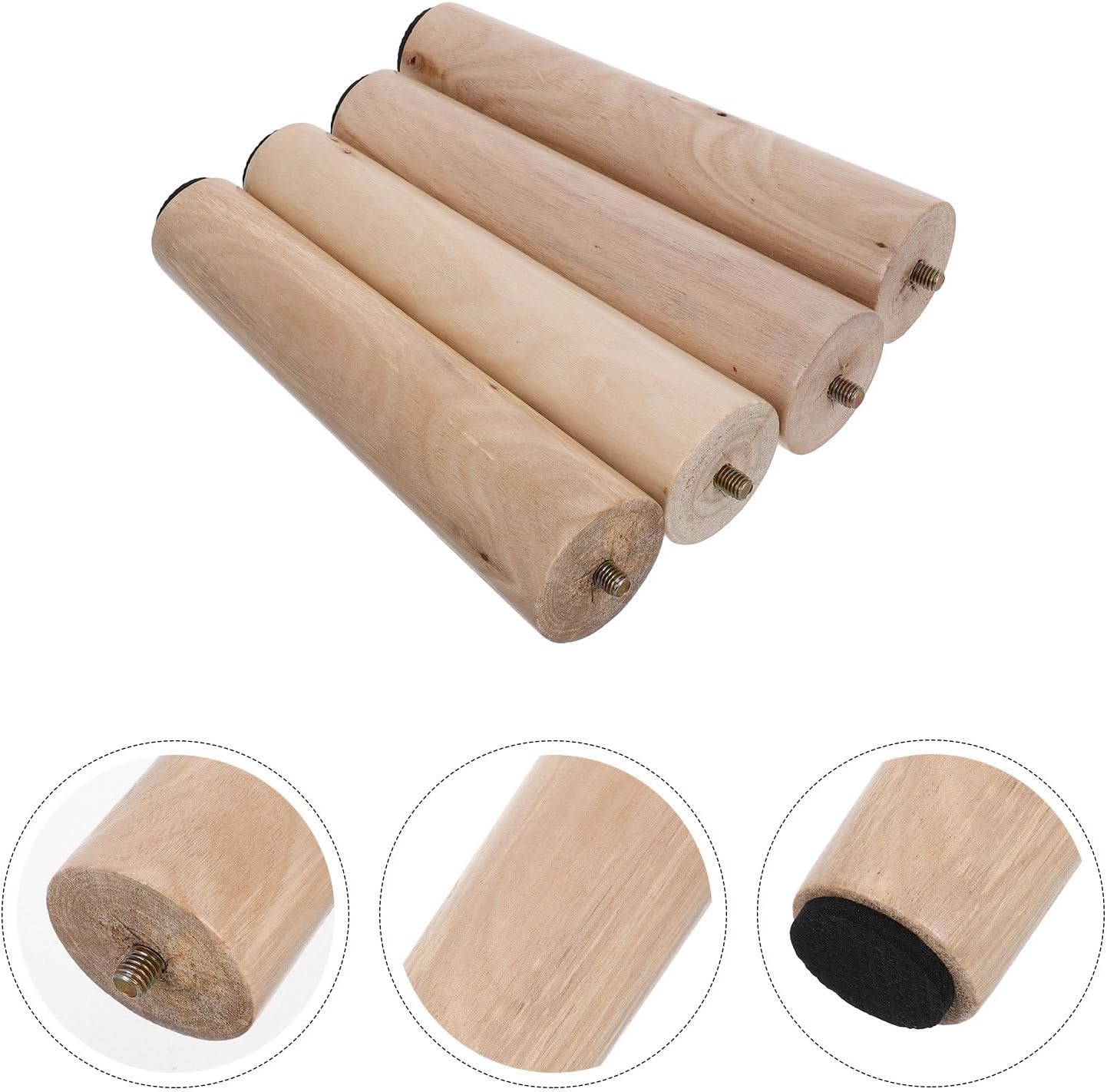 4pcs Solid Wood Sofa Legs Furniture Legs Replacement Sofa Feet for Couch Table Dresser Cabinet 20cm Wooden Riser Parts for Living Room