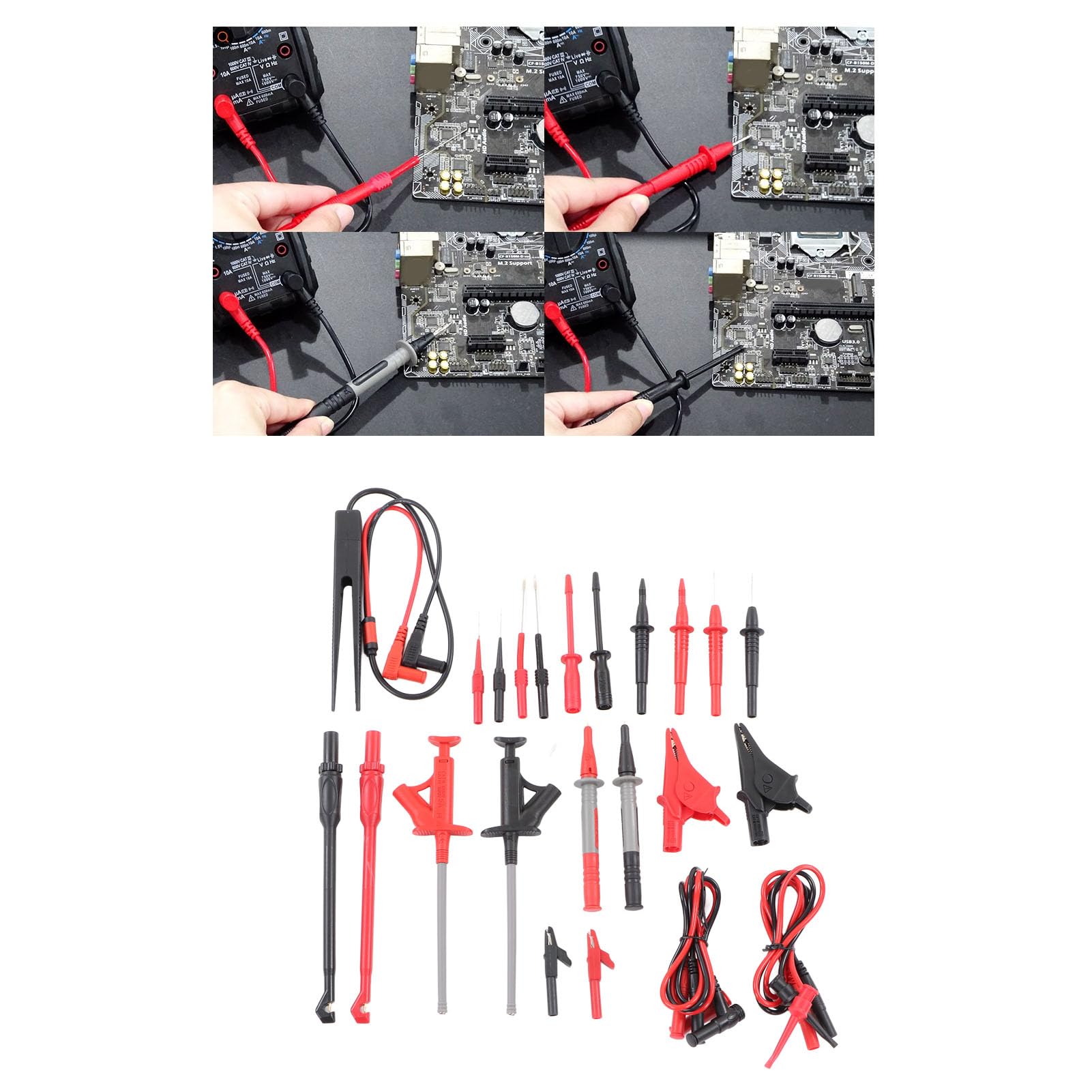 Kit de cables de prueba para multímetro, 25 uds., Clip de gancho de alambre de sonda de silicona suave para pruebas eléctricas digitales, uso en automóviles