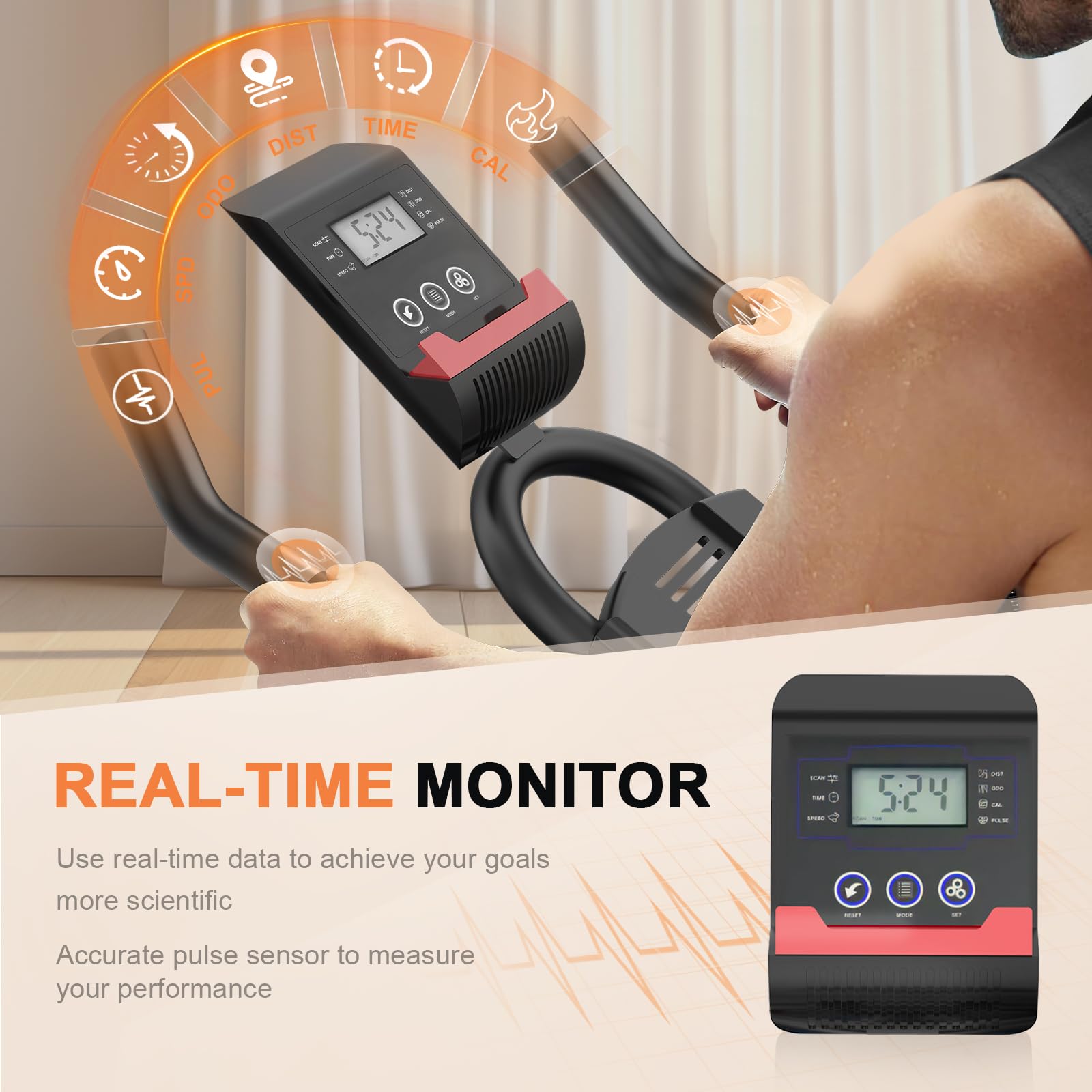 Kitopa Cyclette da Casa, Cyclette Professionale Magnetica con APP, Volano da 15 kg, Schermo Monitoraggio, Supporto Tablet, Capacità di Peso 150 kg
